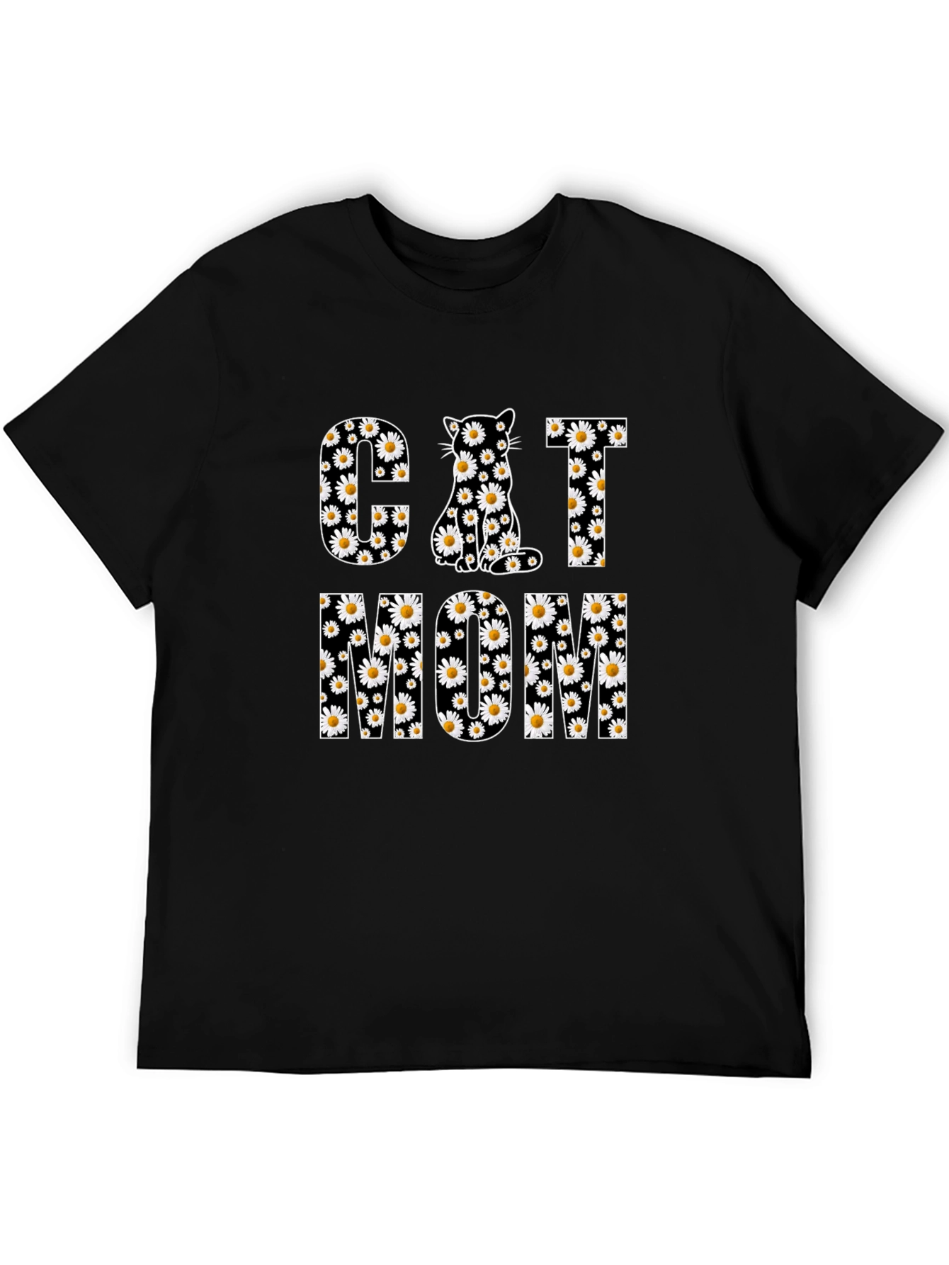 Cat Mom Daisy Print T-Shirt