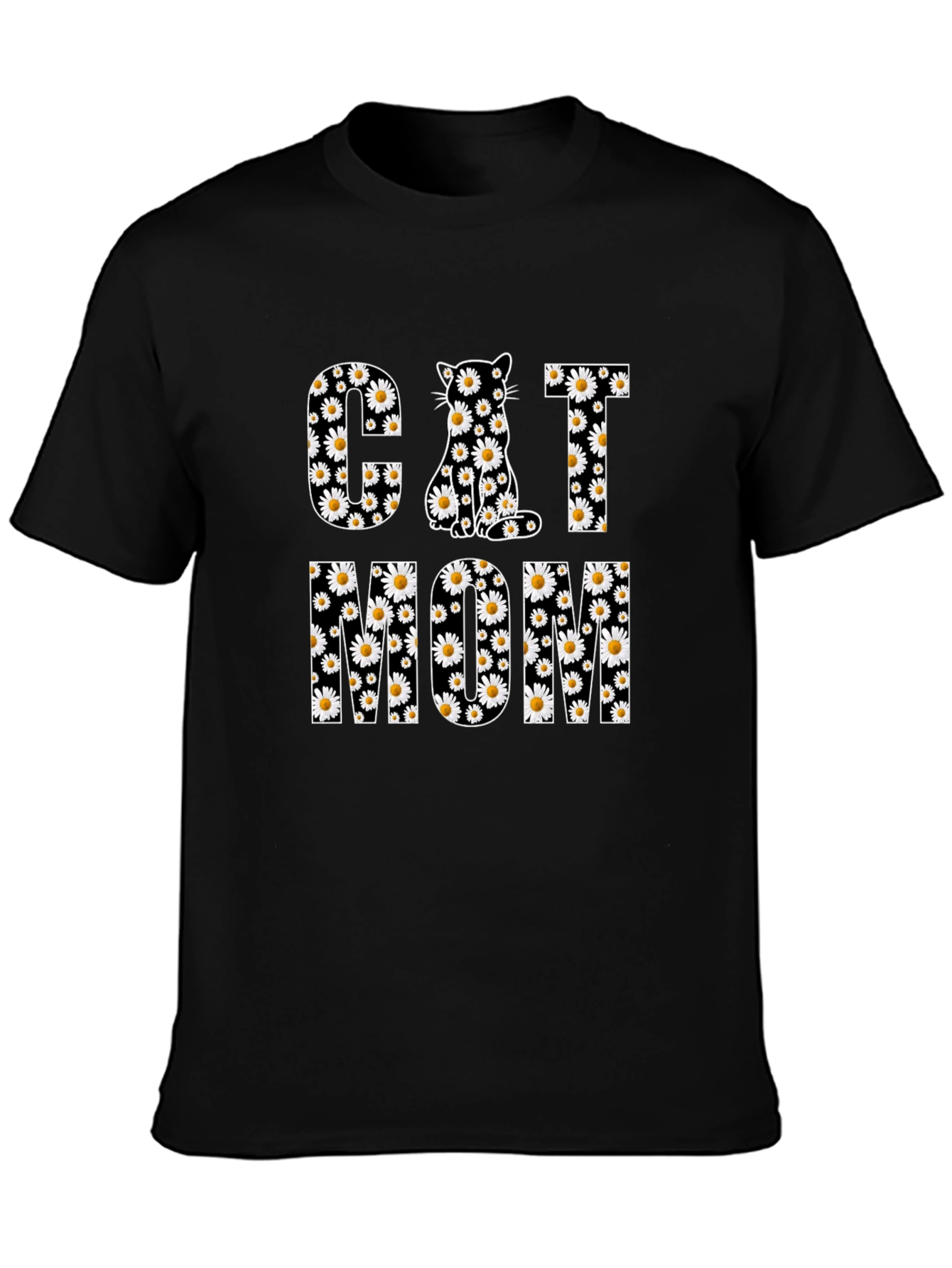 Cat Mom Daisy Print T-Shirt
