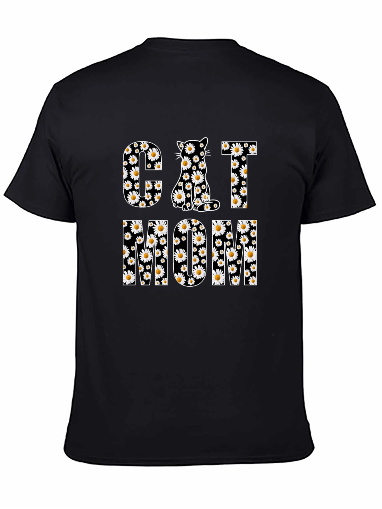 Cat Mom Daisy Print T-Shirt