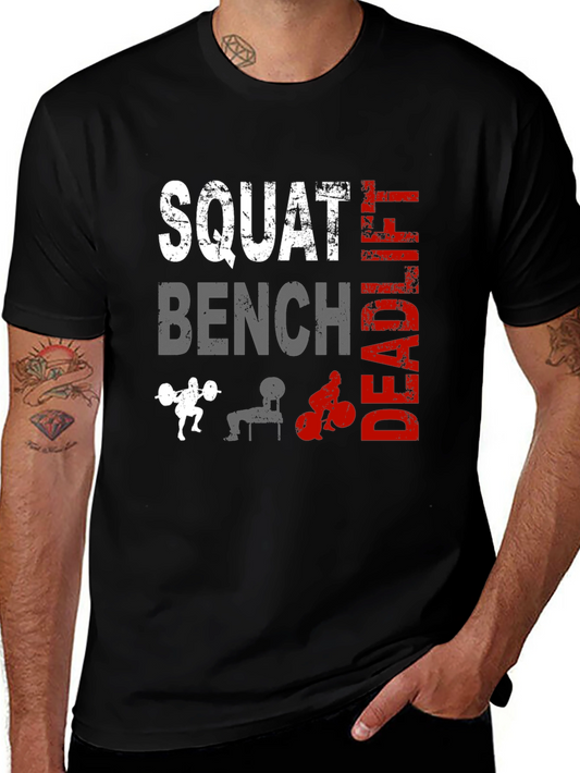 Squat Bench Deadlift Graphic T-Shirt - Gym Workout Apparel
