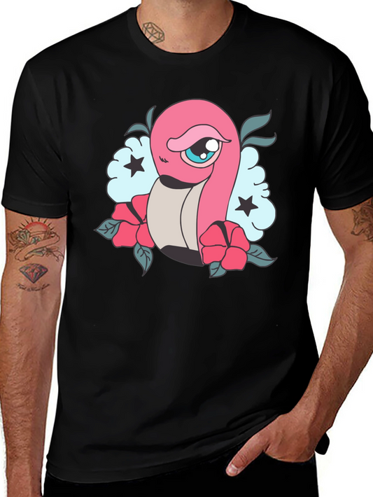 Cartoon Worm Tattoo Style Graphic Tee