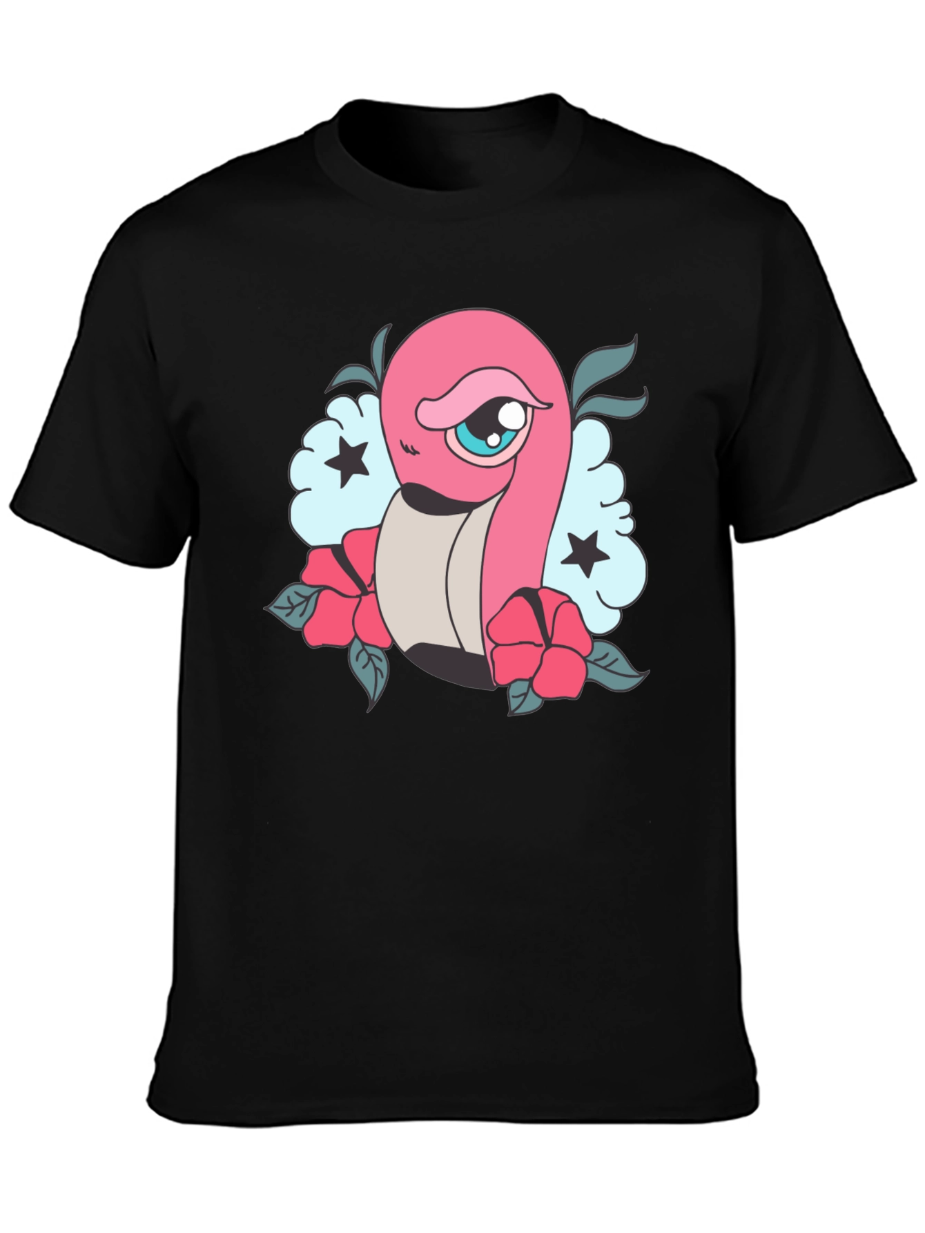 Cartoon Worm Tattoo Style Graphic Tee