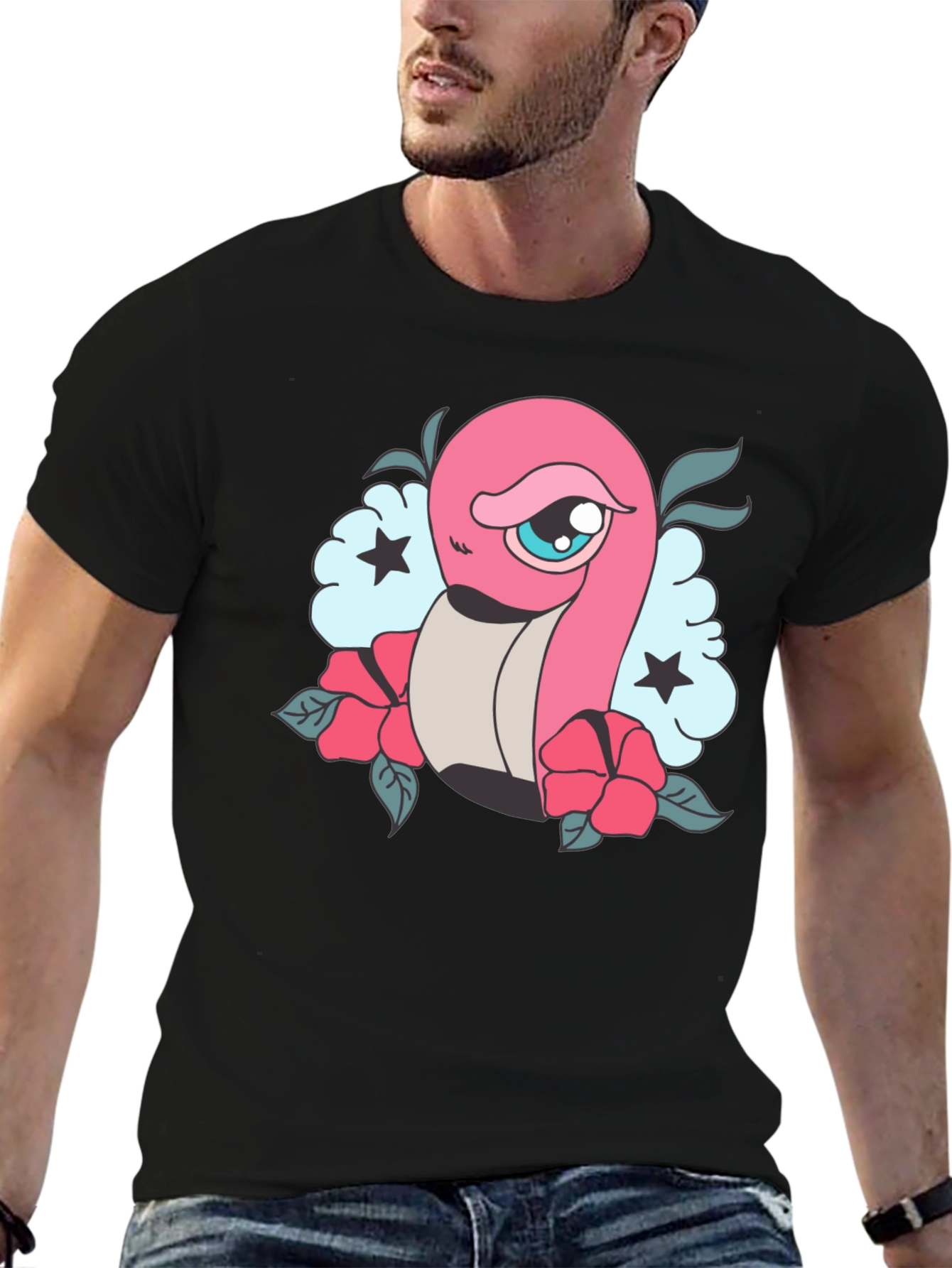 Cartoon Worm Tattoo Style Graphic Tee