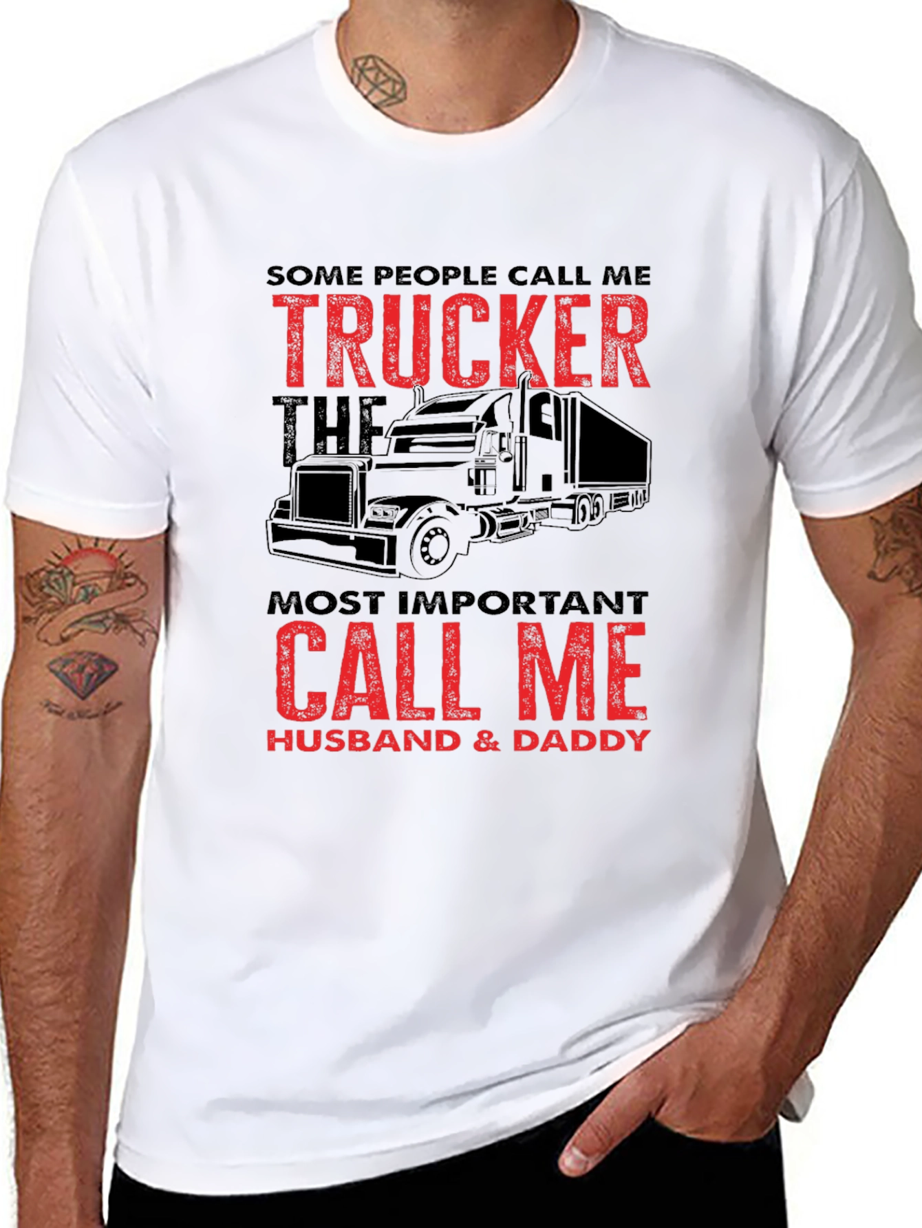 Trucker Husband Daddy T-Shirt Black