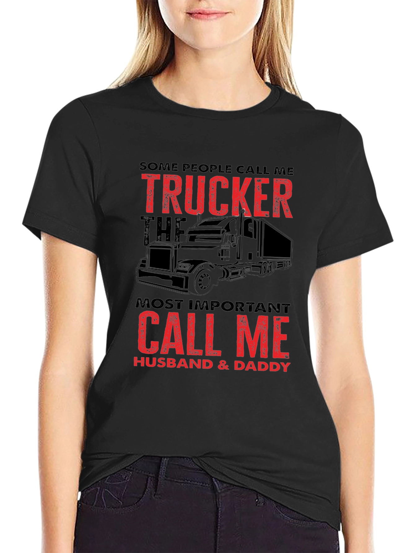 Trucker Husband Daddy T-Shirt Black