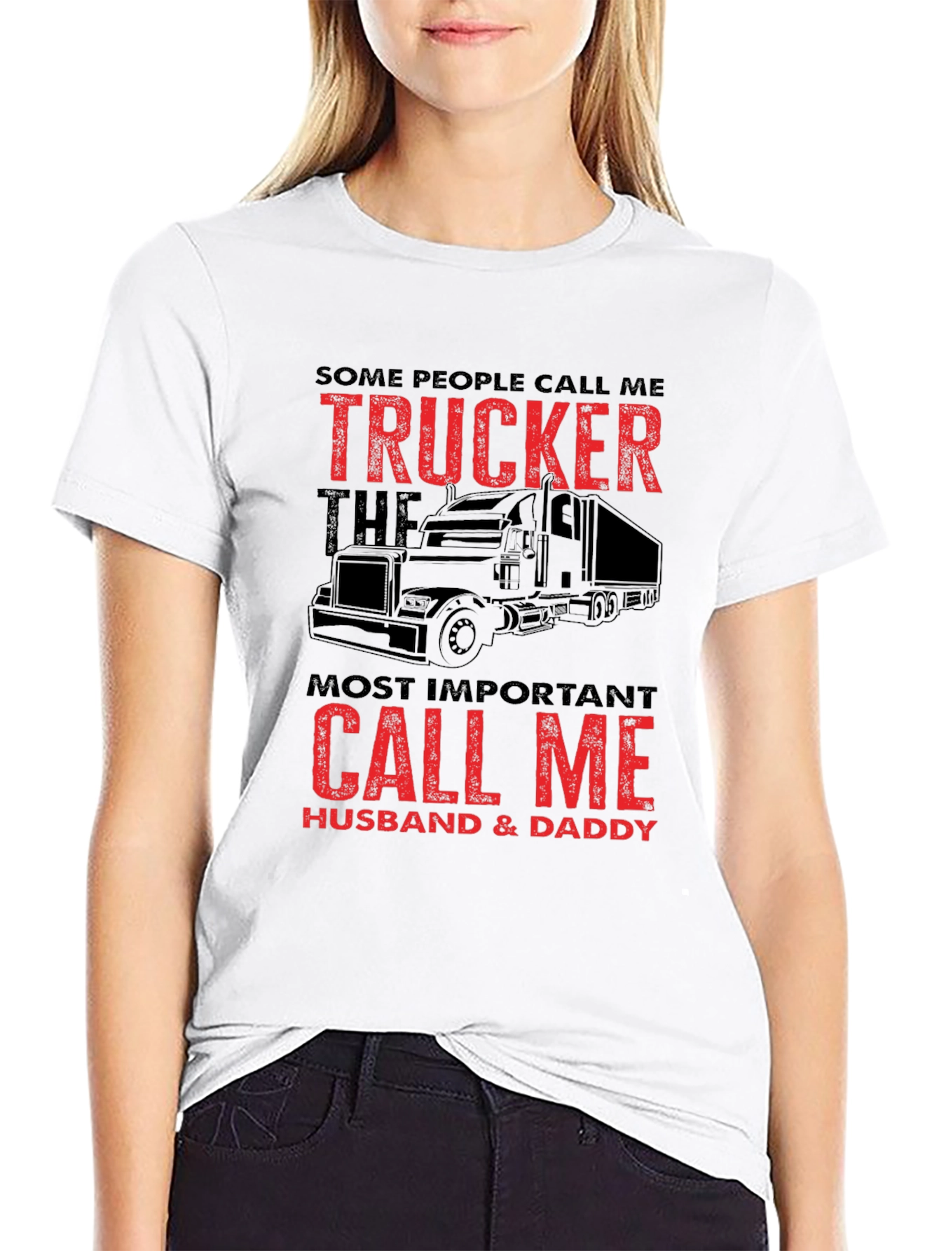 Trucker Husband Daddy T-Shirt Black