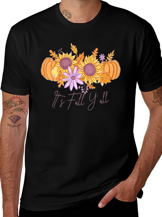 Its Fall Yall T-Shirt - Pumpkin & Sunflower Graphic Tee