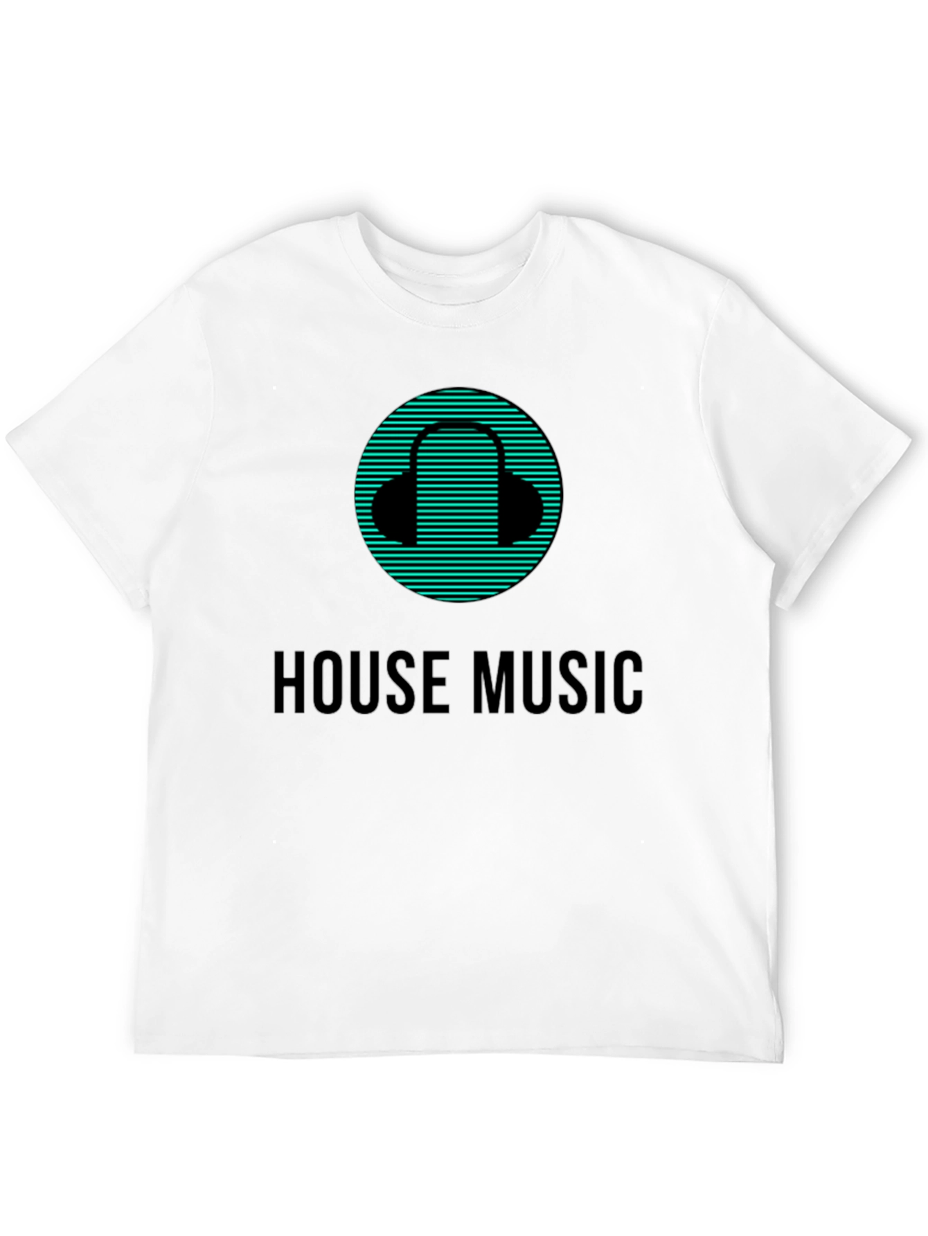 House Music Black T-Shirt with Headphone Design