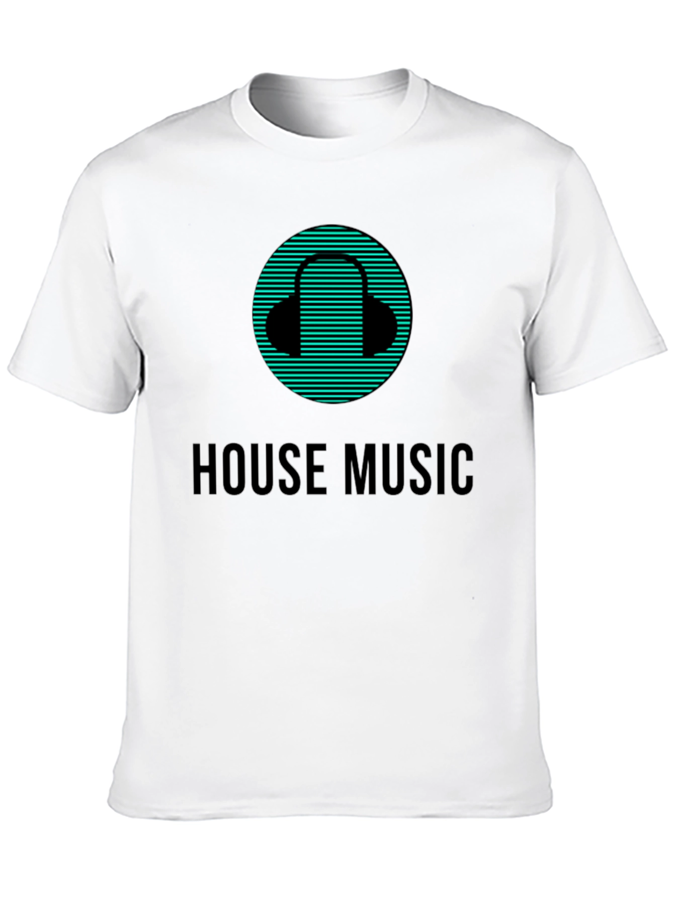 House Music Black T-Shirt with Headphone Design