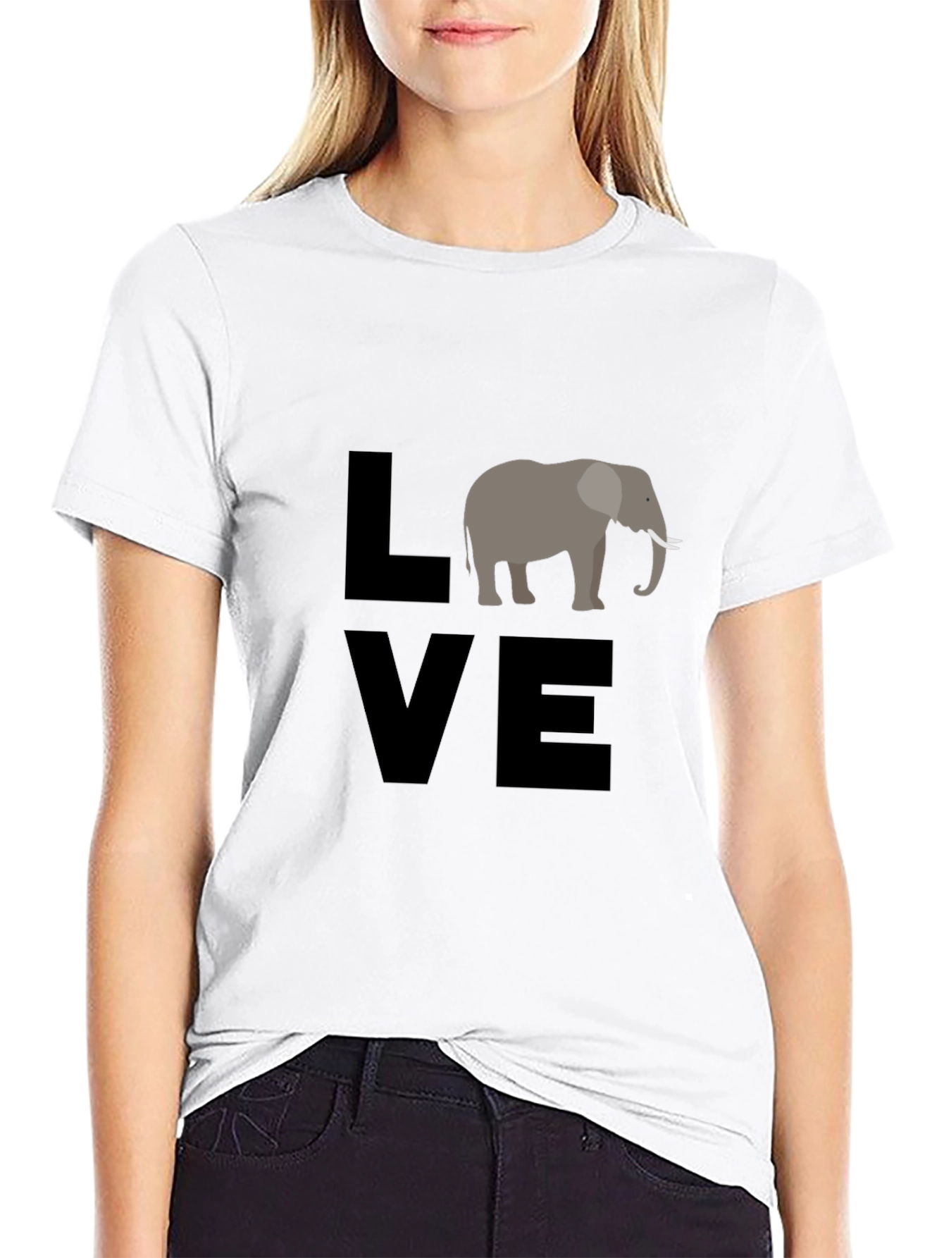 Love Elephants Graphic T-Shirt - Black Cotton Tee