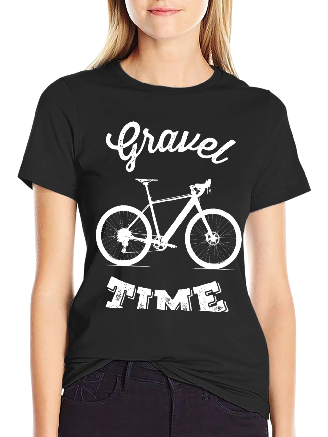 Gravel Time Black Graphic Tee - Cycling Adventure