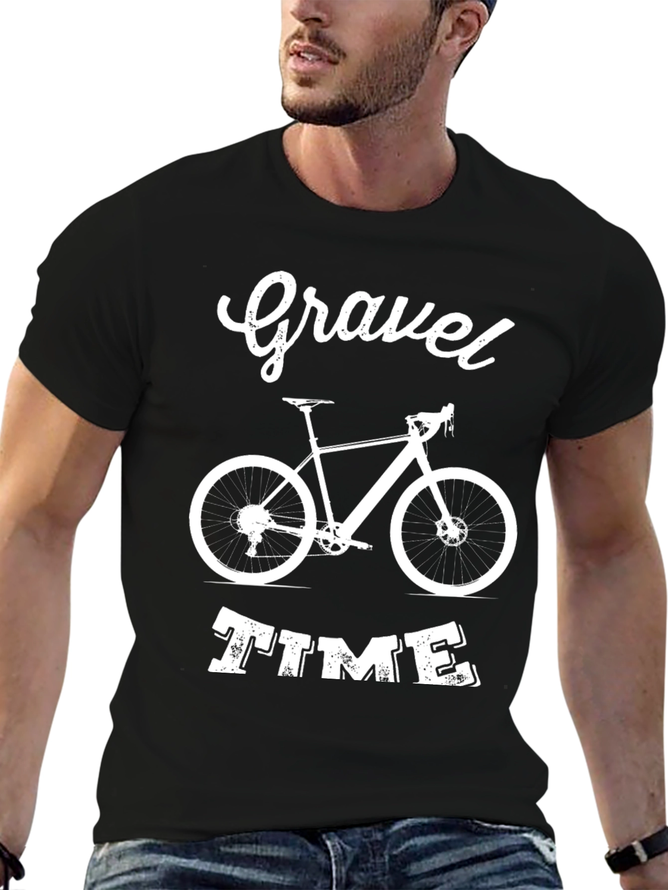 Gravel Time Black Graphic Tee - Cycling Adventure