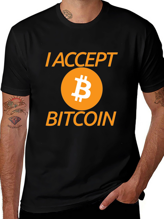 I Accept Bitcoin Black Graphic Tee