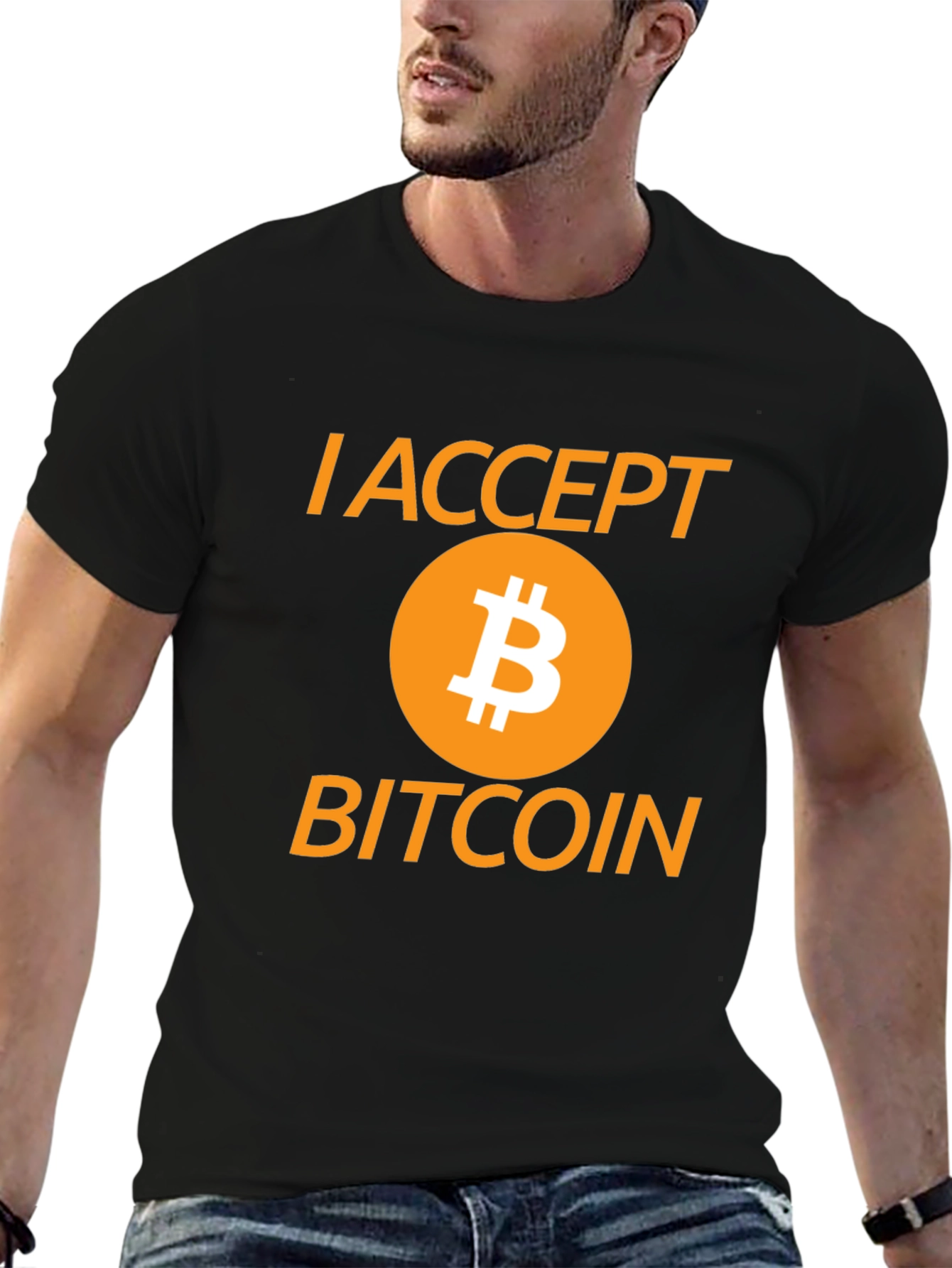 I Accept Bitcoin Black Graphic Tee