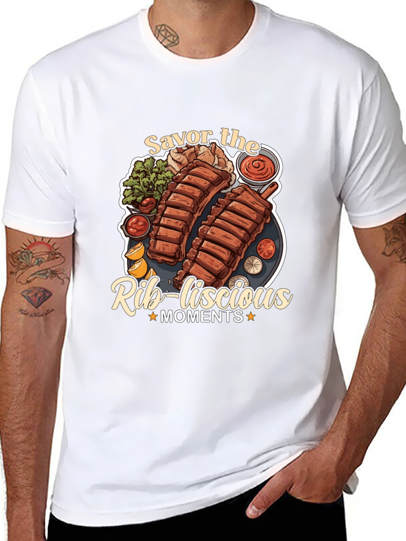 Savor the Rib-licious Moments Black Graphic Tee