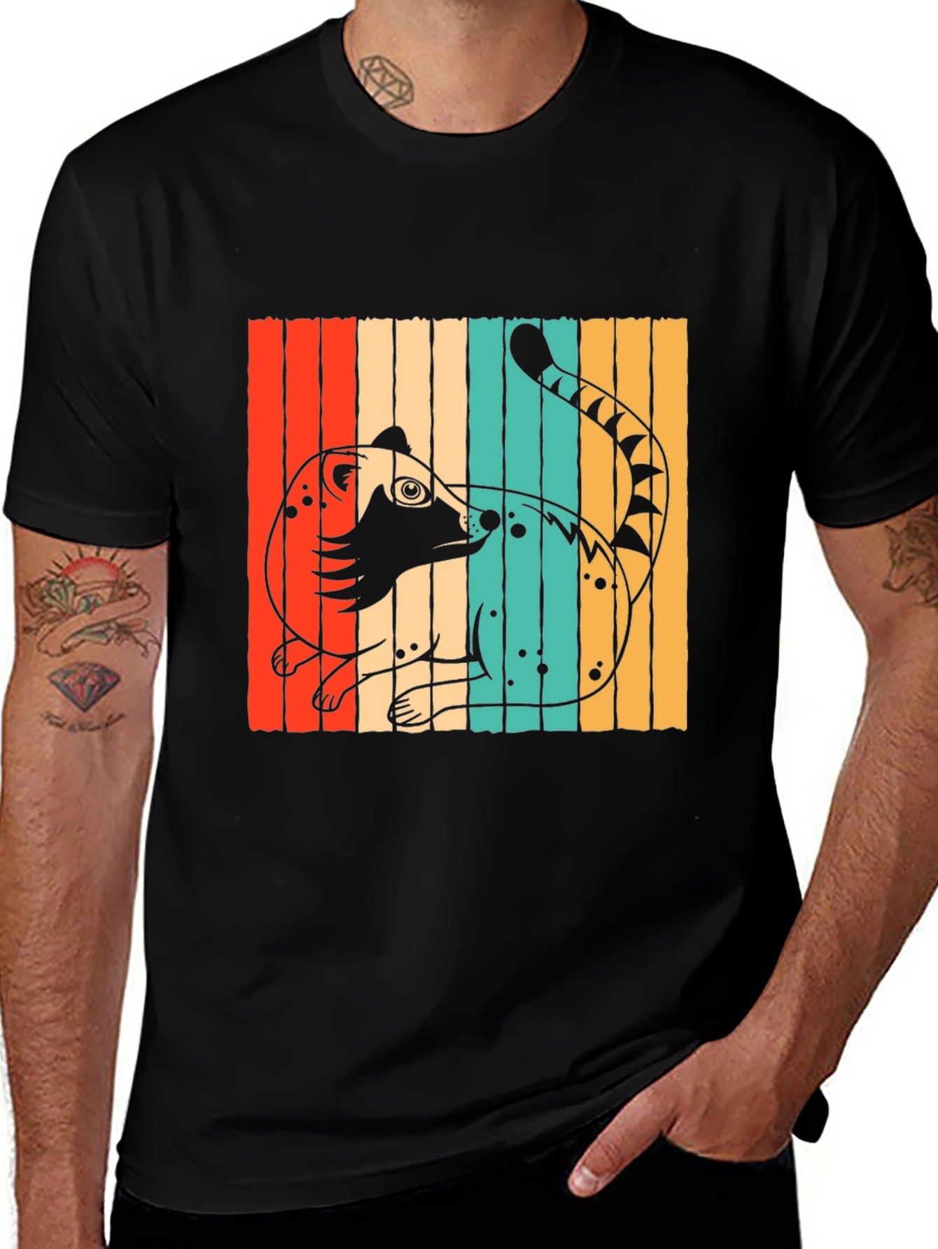 Retro Coati Graphic T-Shirt - Stylish Animal Design