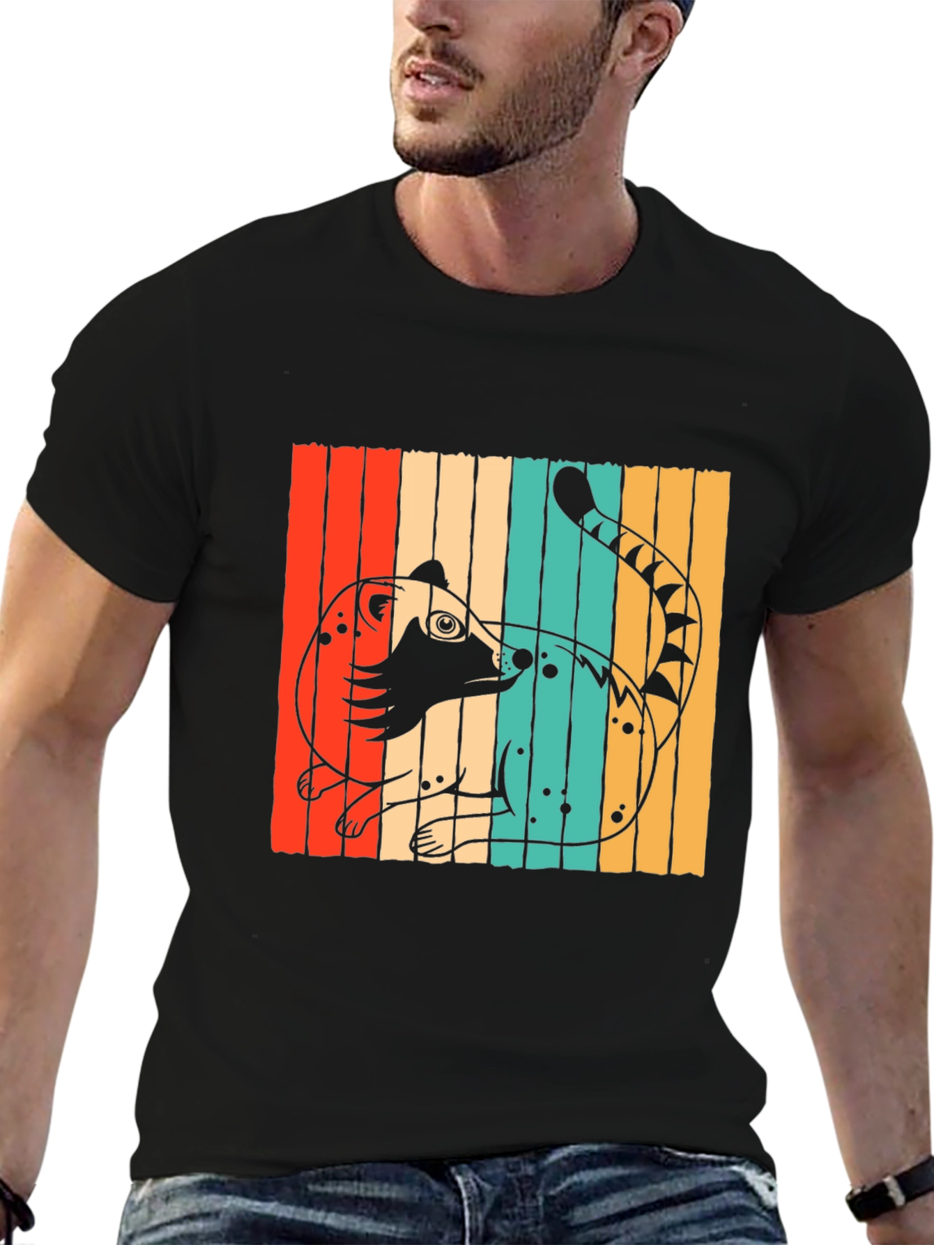 Retro Coati Graphic T-Shirt - Stylish Animal Design