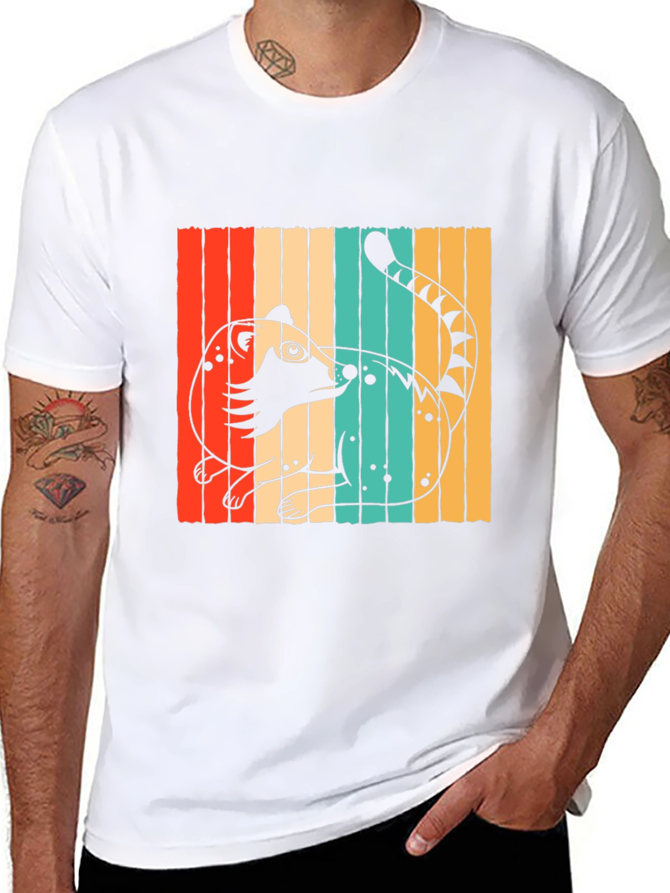 Retro Coati Graphic T-Shirt - Stylish Animal Design