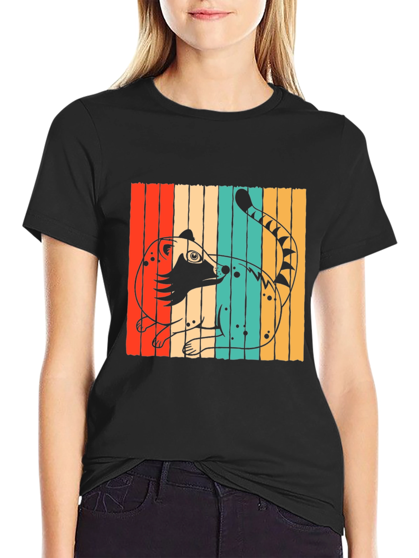Retro Coati Graphic T-Shirt - Stylish Animal Design