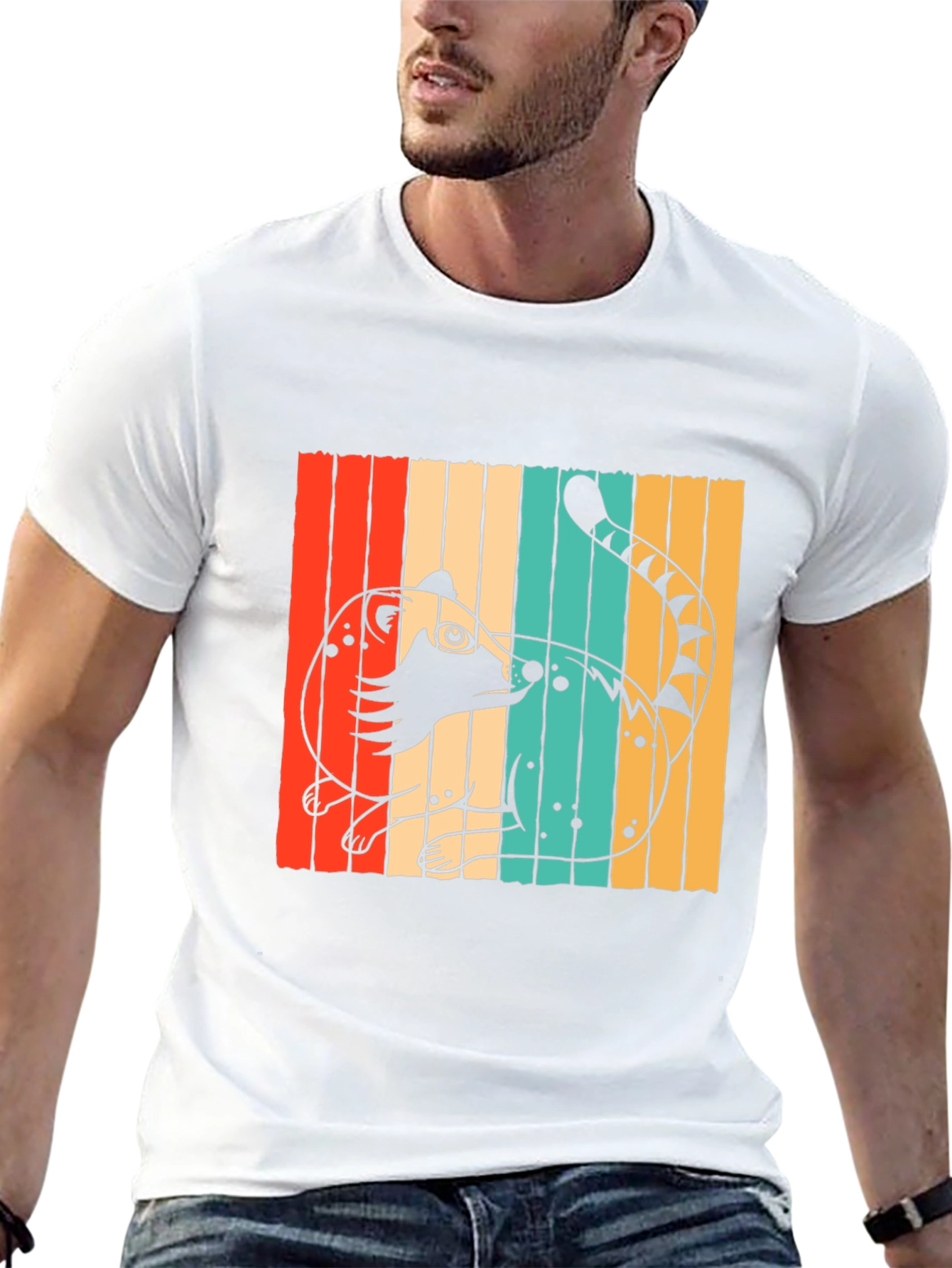Retro Coati Graphic T-Shirt - Stylish Animal Design