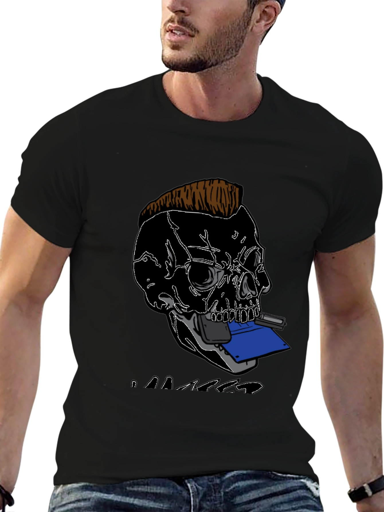 Skull Gamer T-Shirt - Black