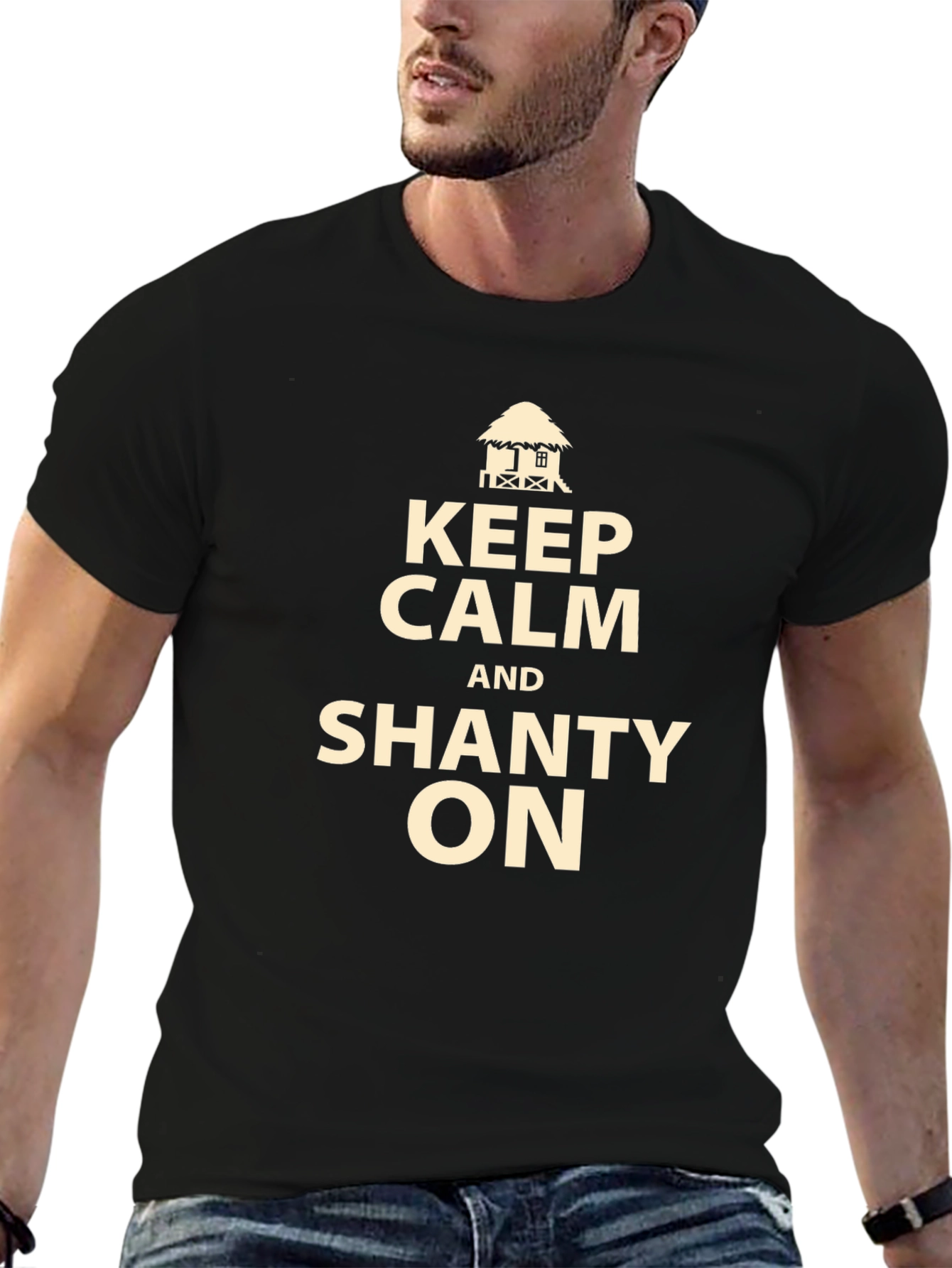 Keep Calm and Shanty On Black T-Shirt