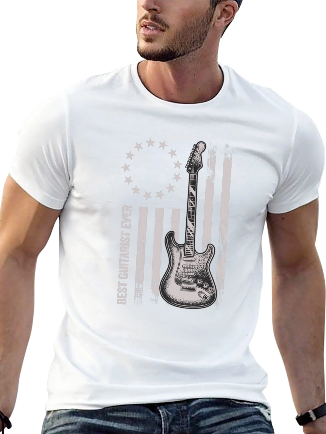 Best Guitarist Ever T-Shirt - American Flag Style Design
