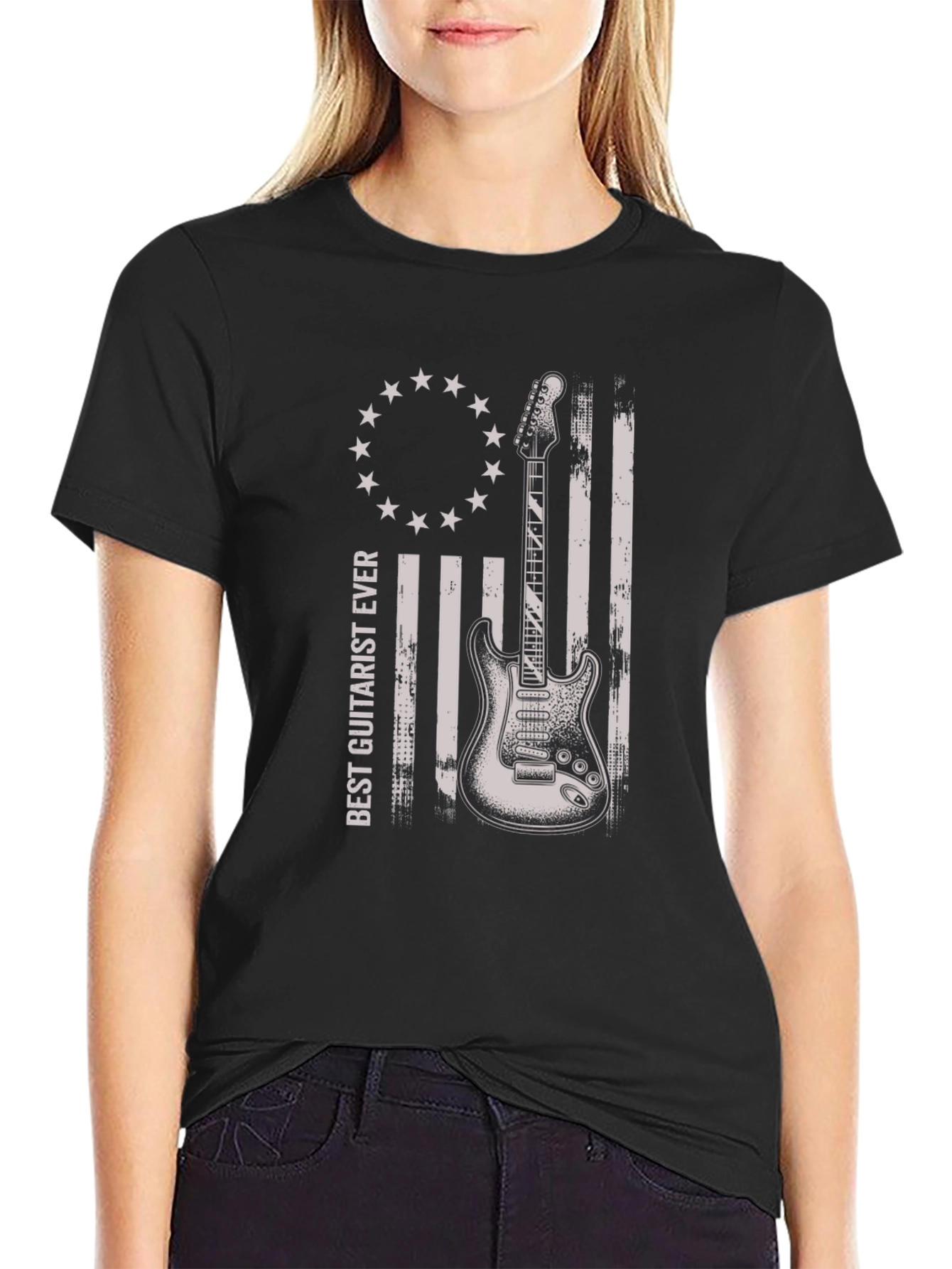 Best Guitarist Ever T-Shirt - American Flag Style Design