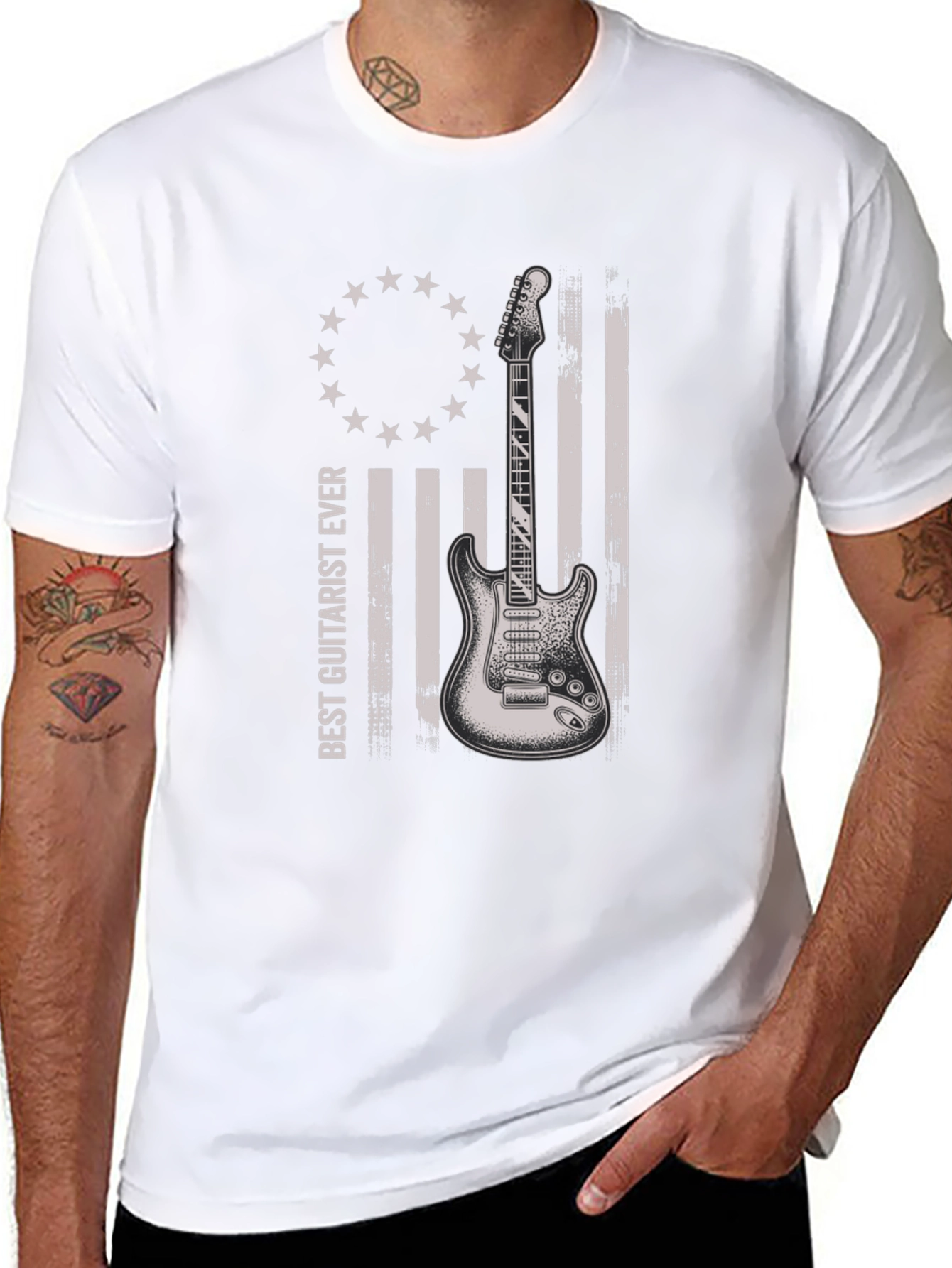 Best Guitarist Ever T-Shirt - American Flag Style Design