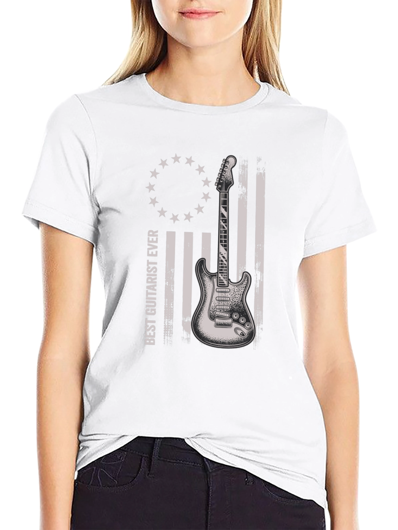 Best Guitarist Ever T-Shirt - American Flag Style Design