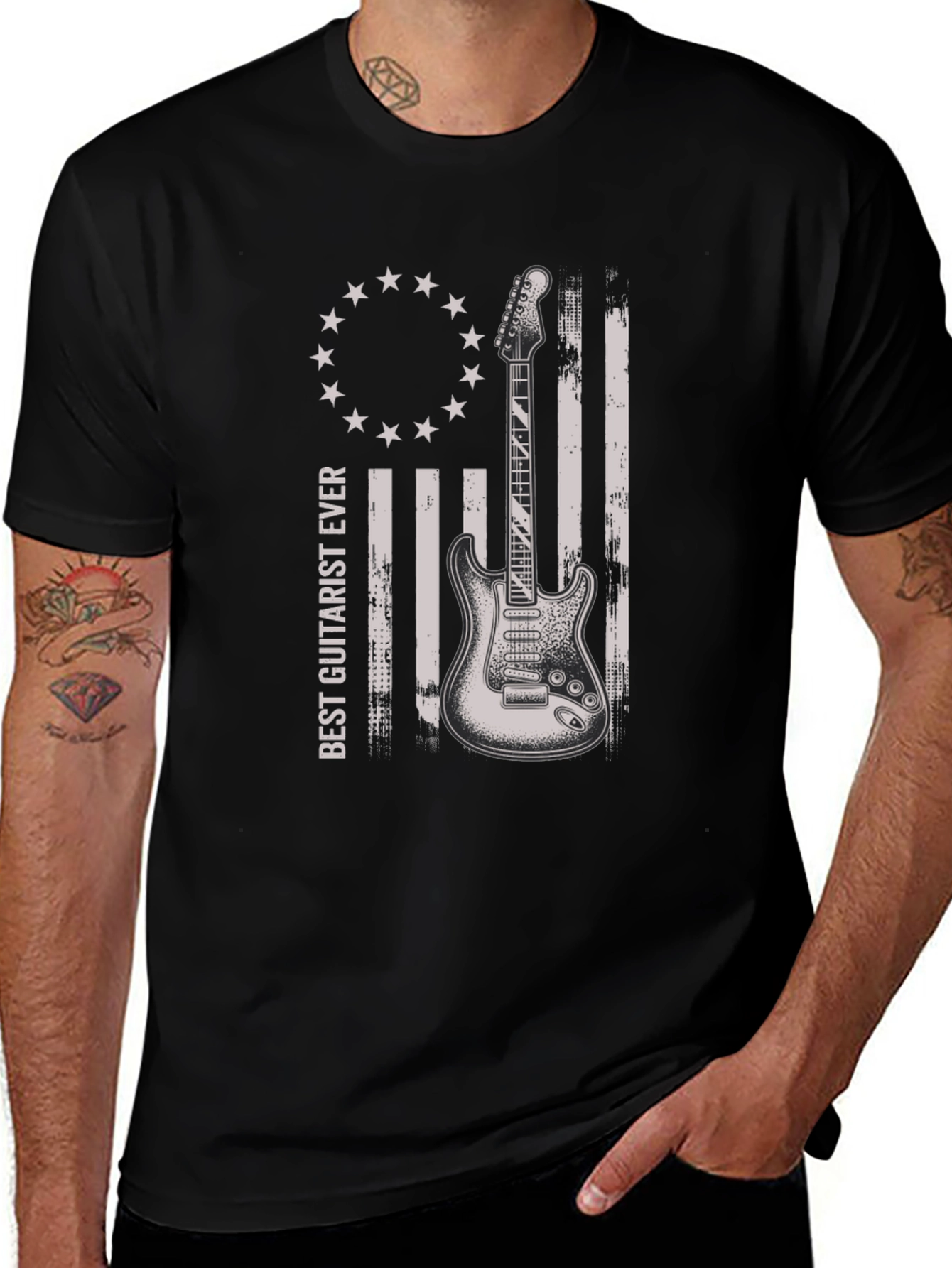 Best Guitarist Ever T-Shirt - American Flag Style Design