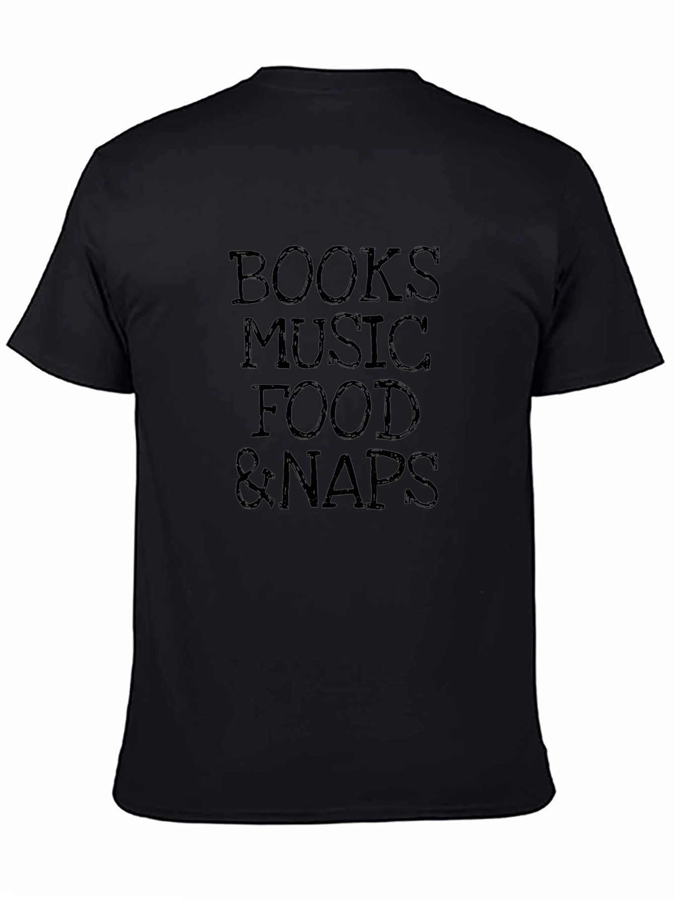 Books Music Food & Naps Black Graphic Tee