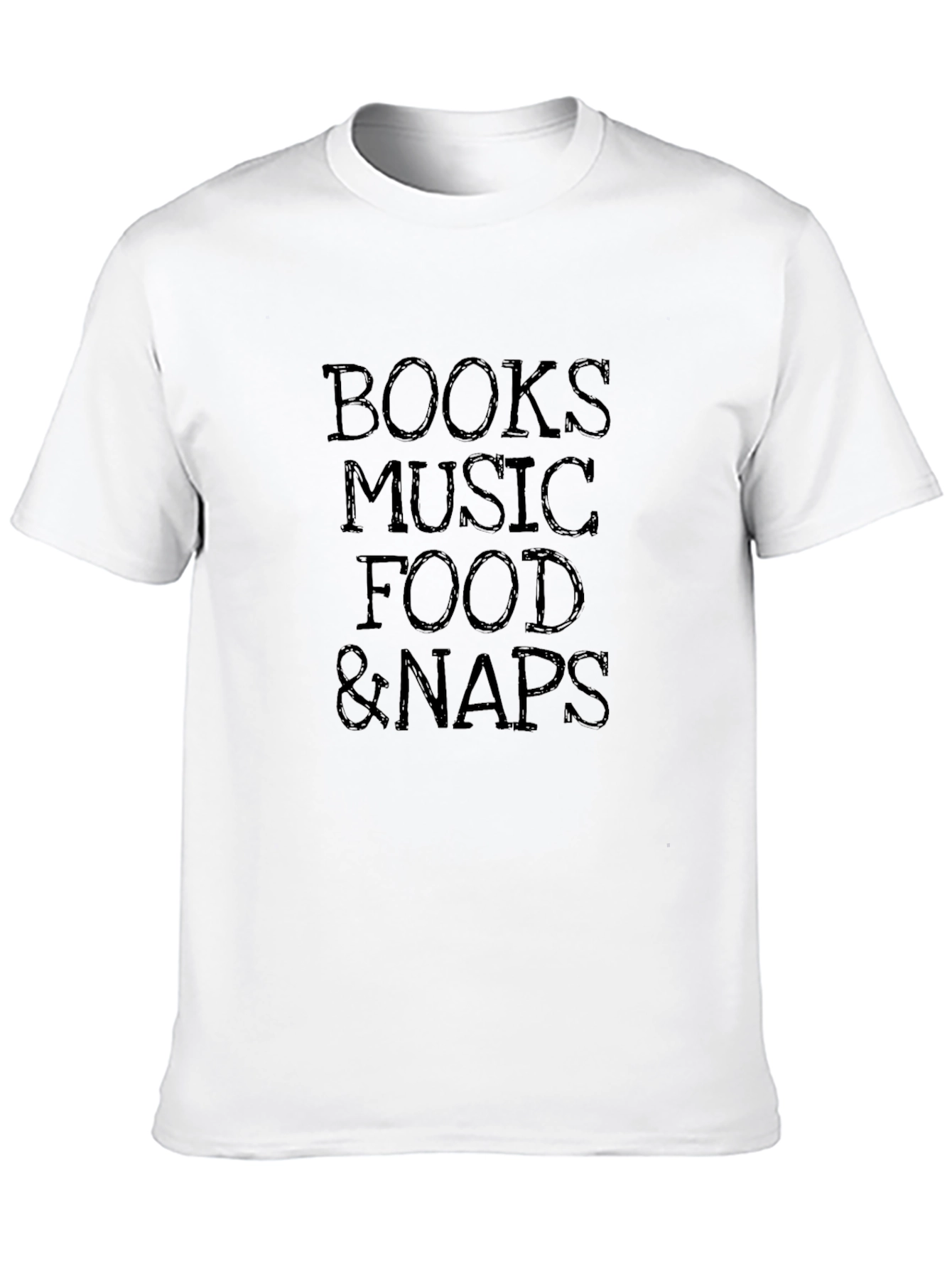 Books Music Food & Naps Black Graphic Tee