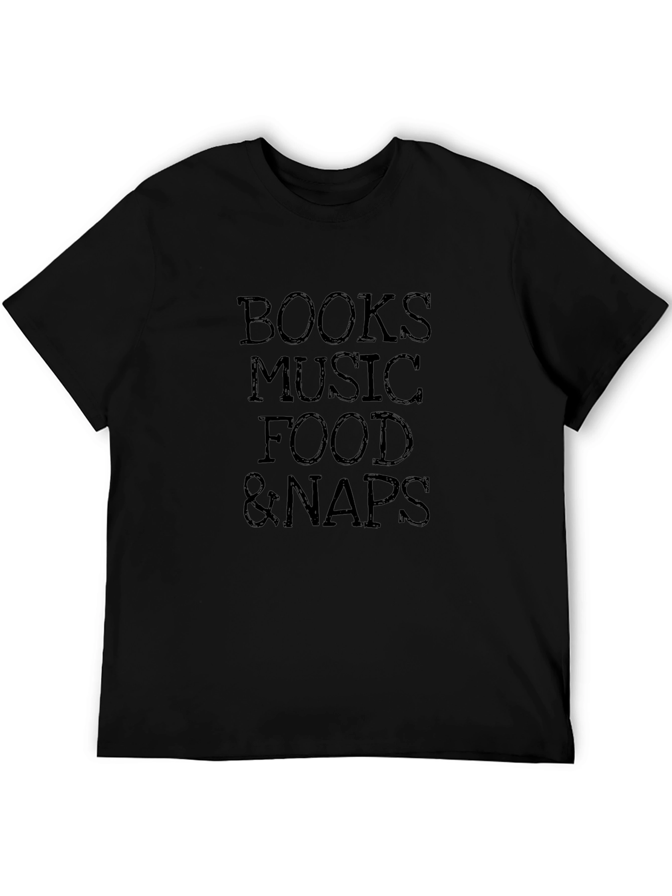 Books Music Food & Naps Black Graphic Tee