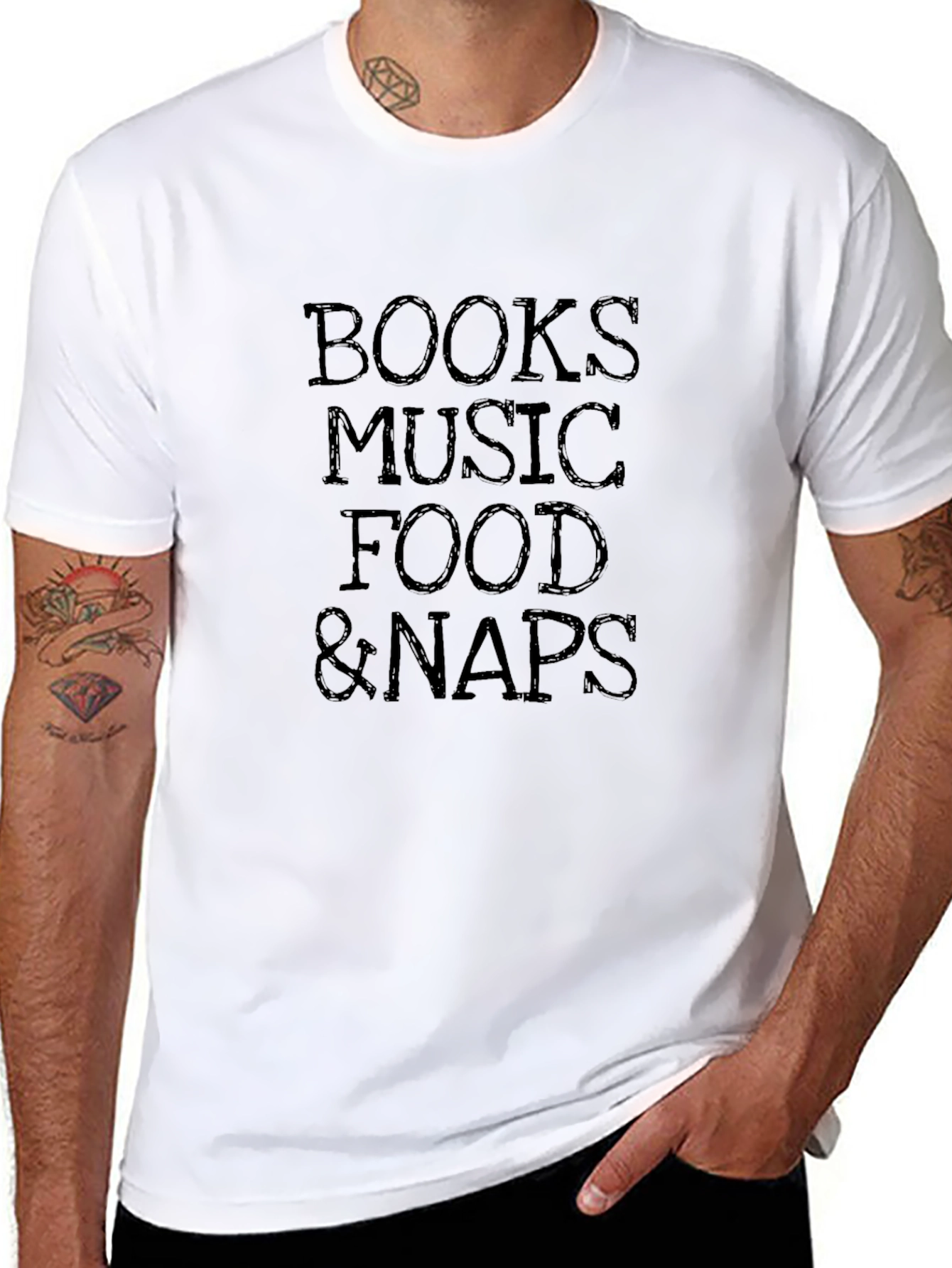 Books Music Food & Naps Black Graphic Tee