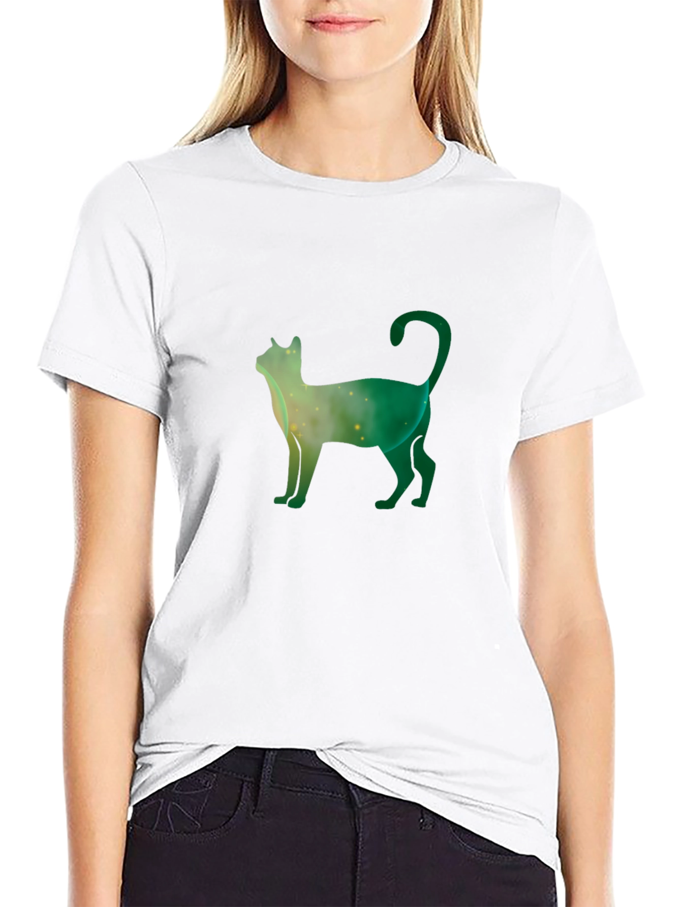Galaxy Cat Tee - Stylish Black Cotton T-Shirt
