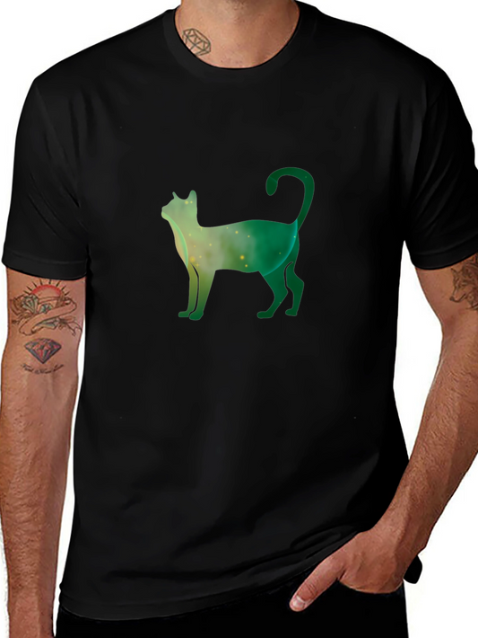 Galaxy Cat Tee - Stylish Black Cotton T-Shirt