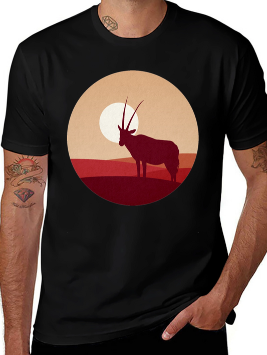 Silhouette Oryx Sunset Graphic Tee - Black Cotton Blend