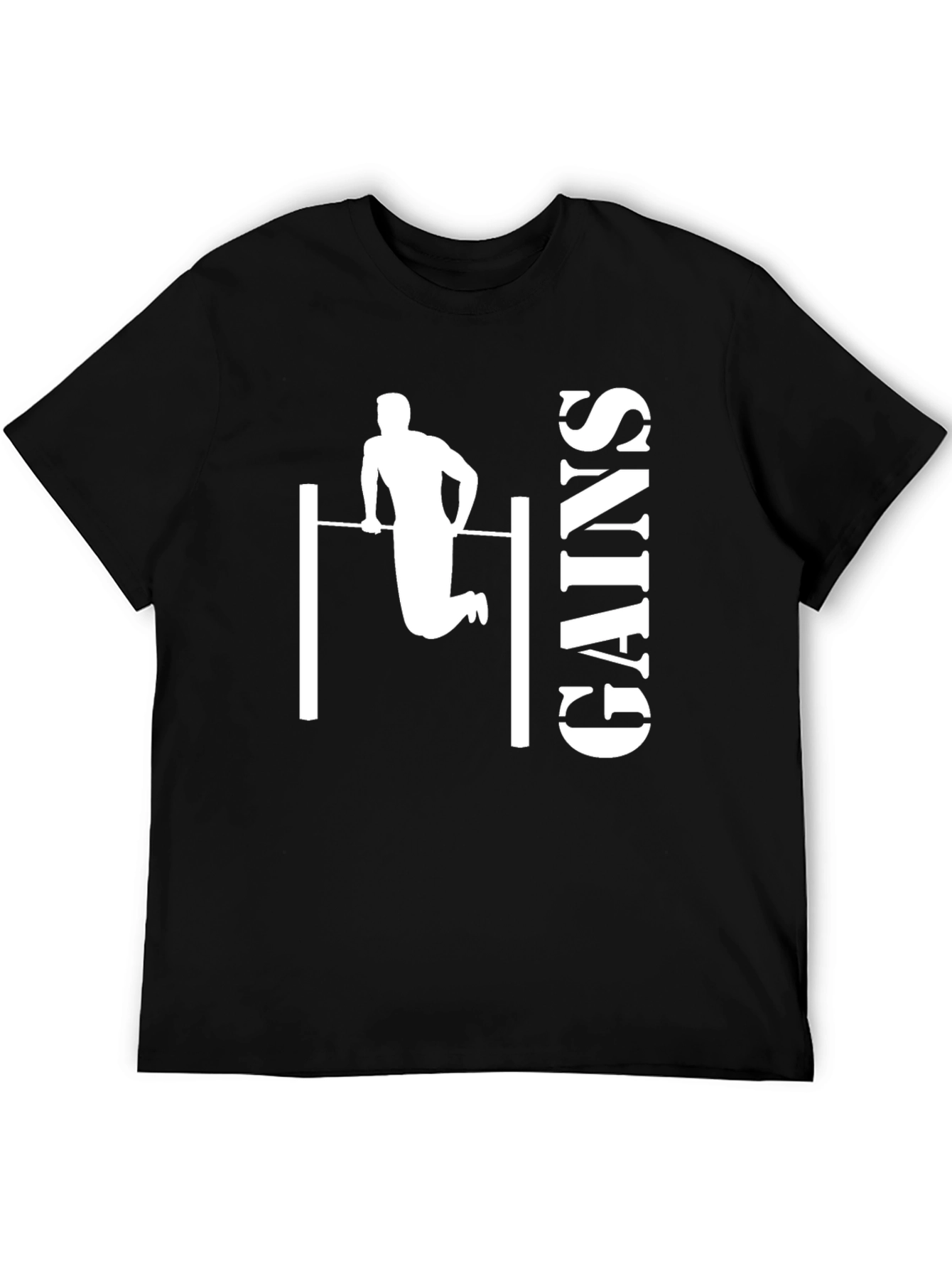 Gains Workout T-Shirt - Black Graphic Print