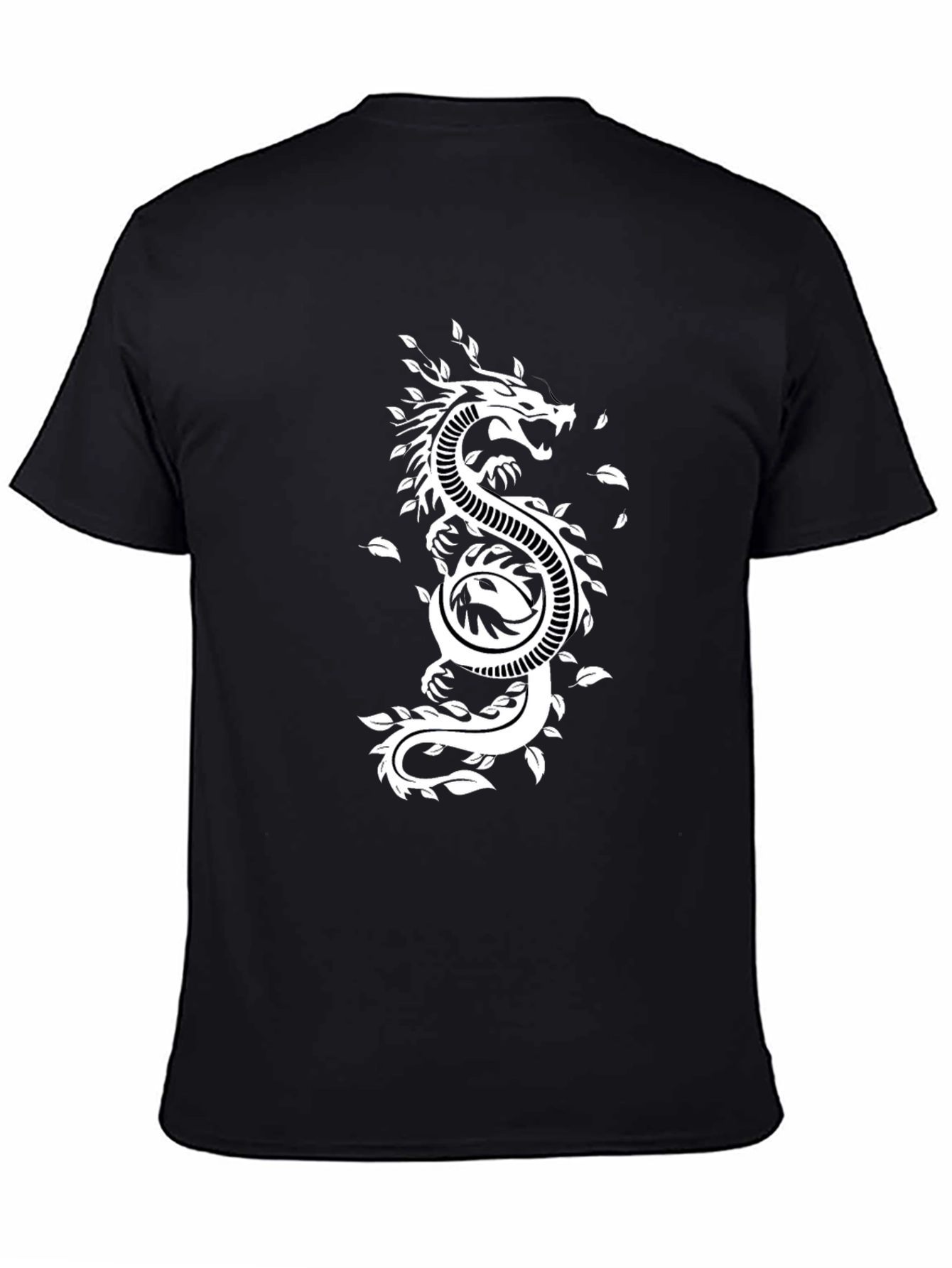 Dragon Yin Yang Graphic Tee - Black Cotton Blend