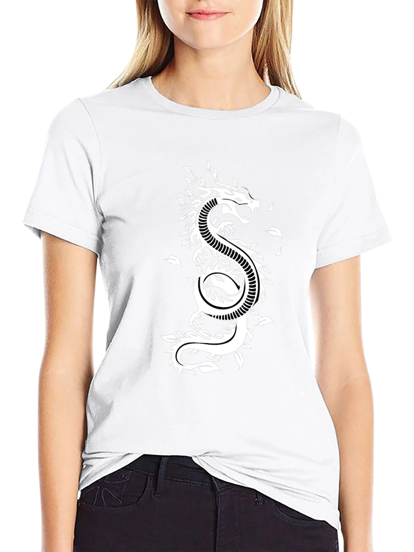 Dragon Yin Yang Graphic Tee - Black Cotton Blend