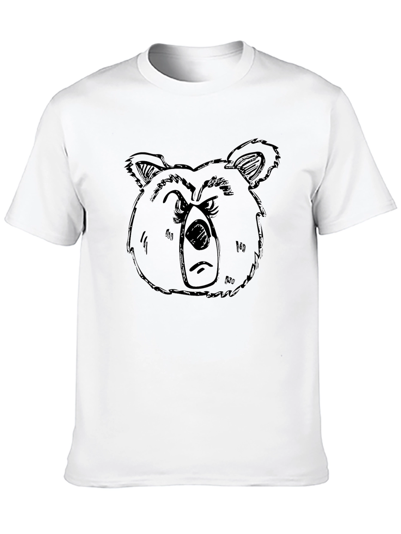 Grumpy Bear Graphic Tee - Black Cotton T-Shirt