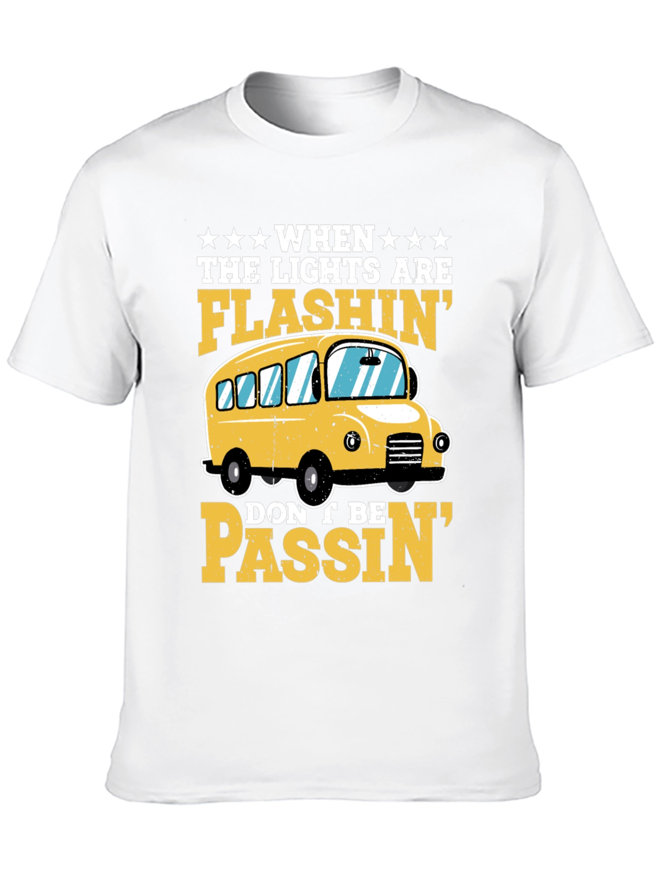 Flashing Lights School Bus Graphic T-Shirt