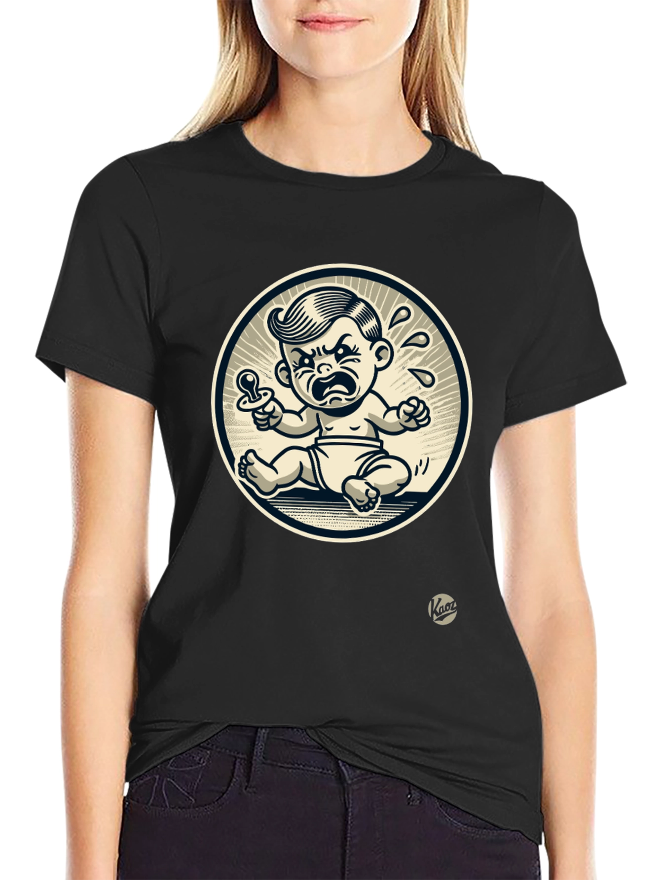 Grumpy Baby Graphic Tee - Black Cotton T-Shirt