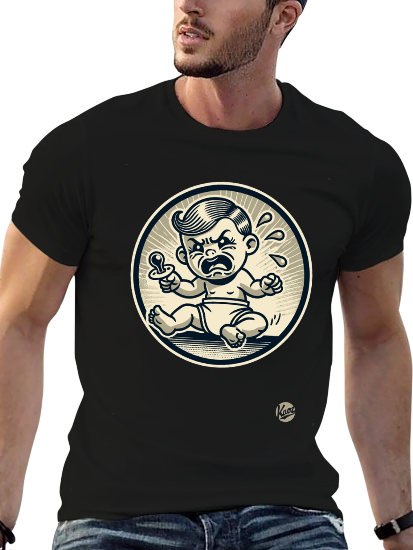 Grumpy Baby Graphic Tee - Black Cotton T-Shirt