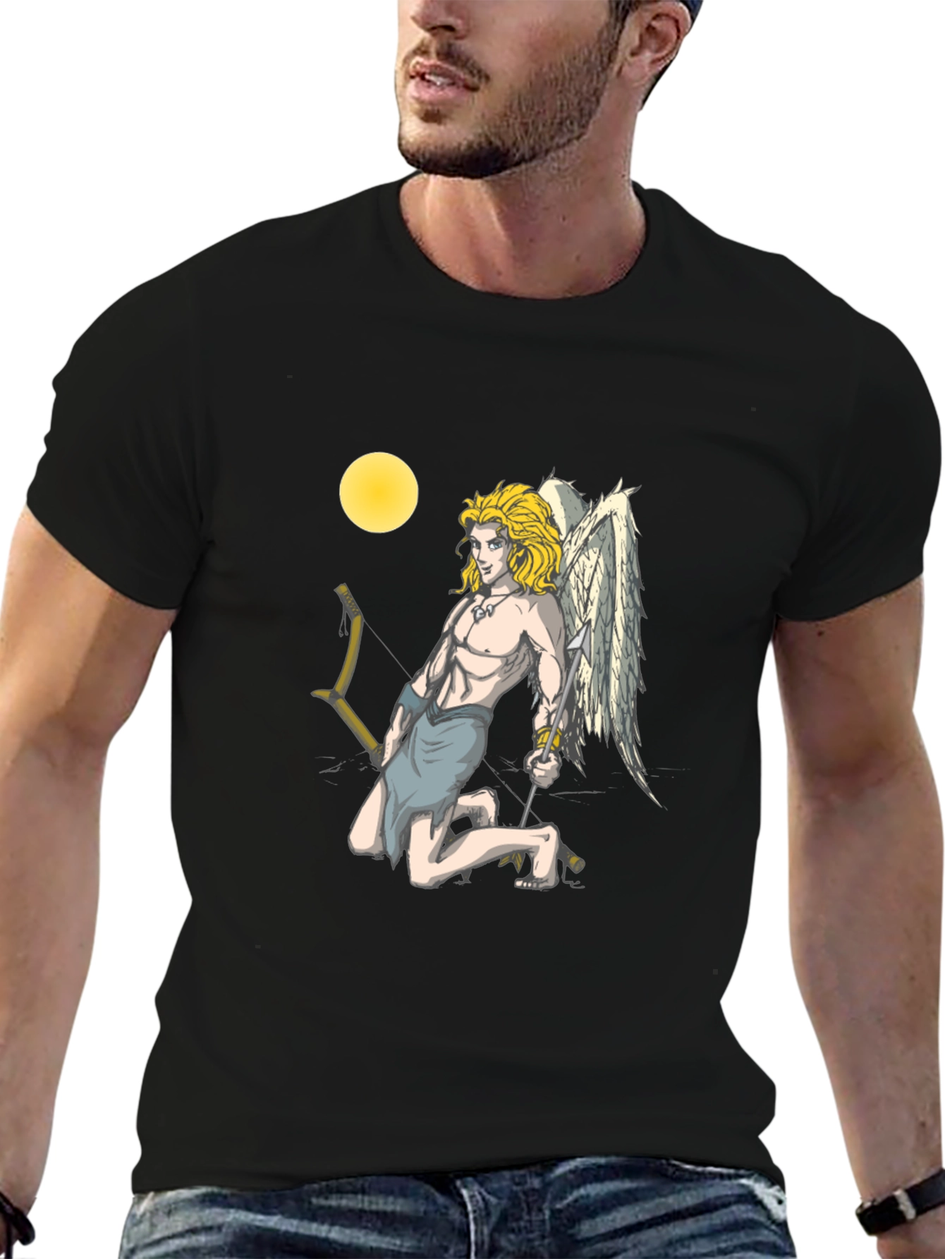 Cupid Graphic Tee - Black Cotton T-Shirt