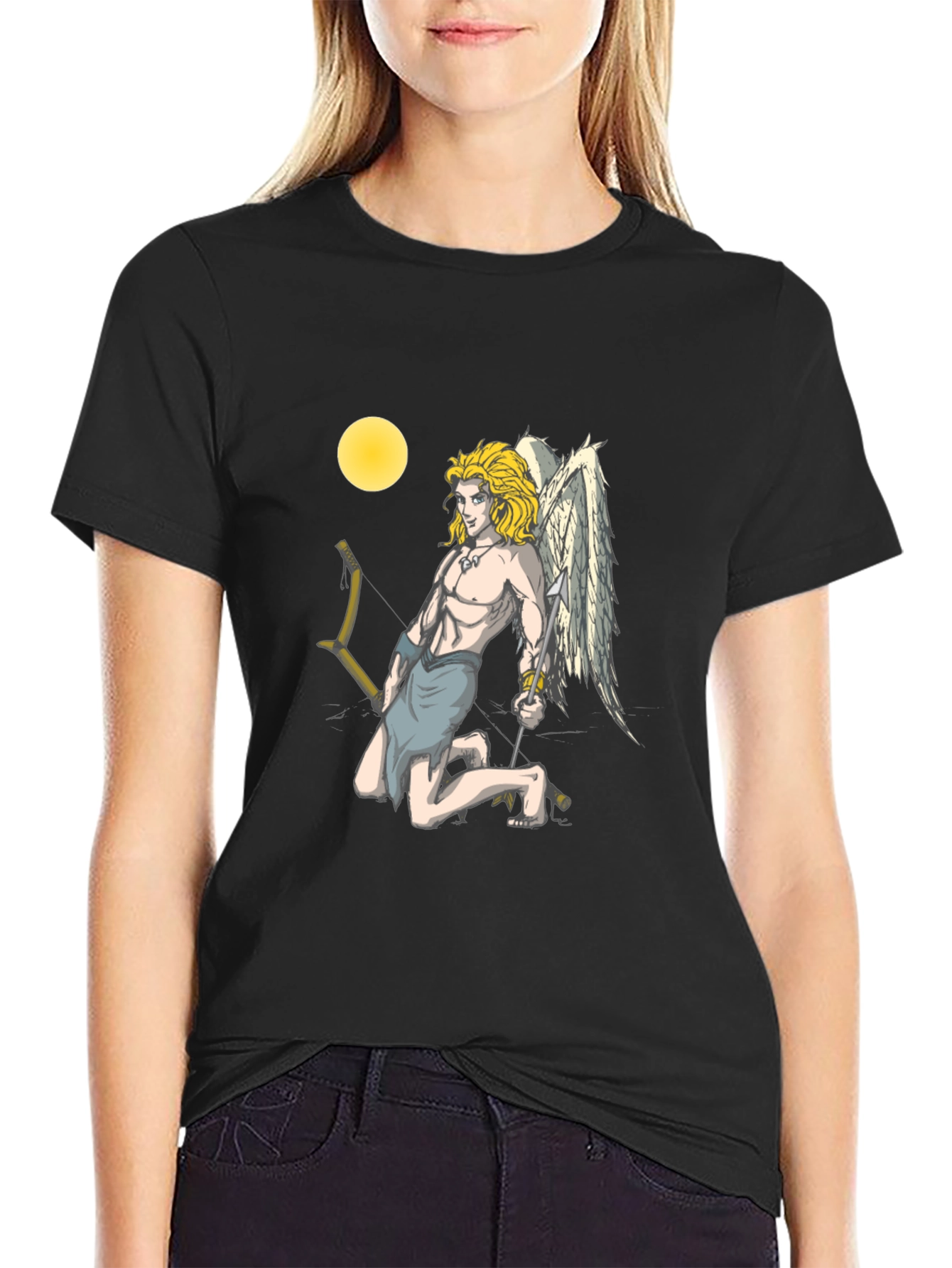 Cupid Graphic Tee - Black Cotton T-Shirt
