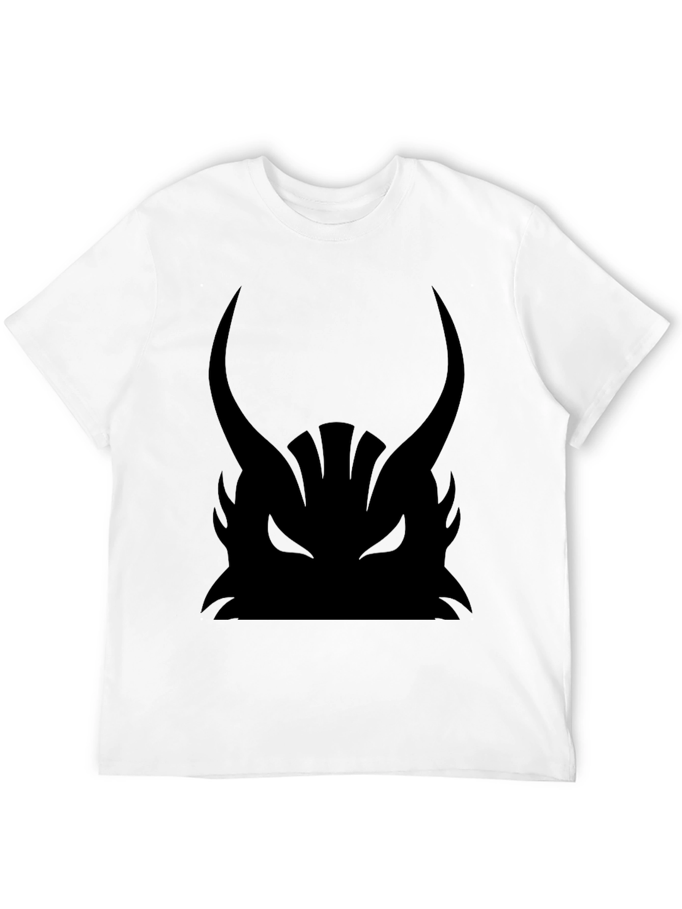 Mens Black Graphic Tee - Samurai Helmet Design