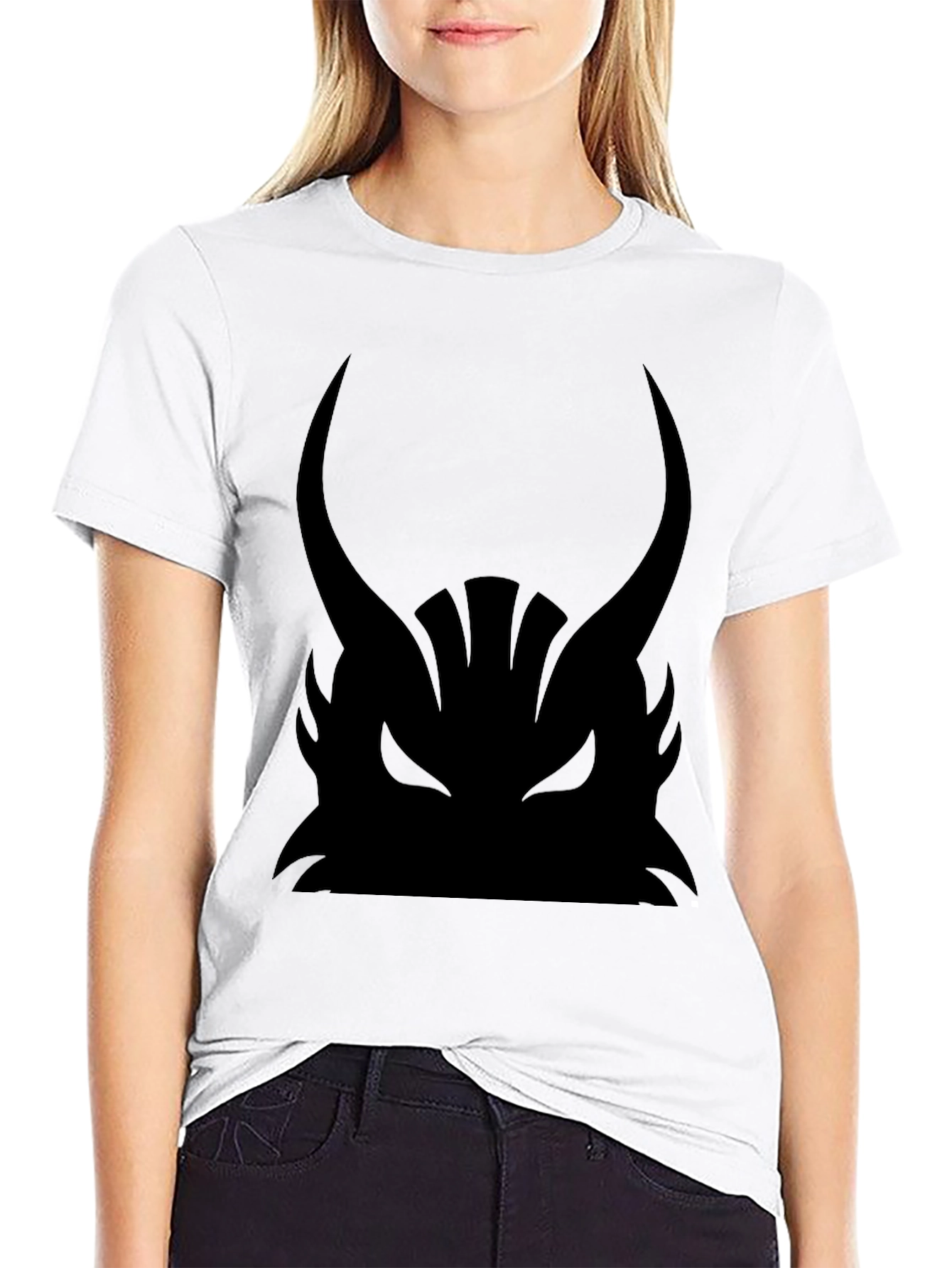 Mens Black Graphic Tee - Samurai Helmet Design