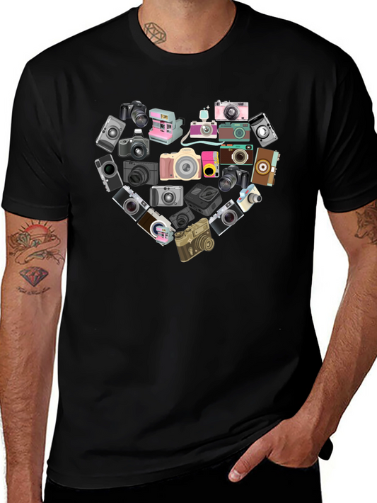 Camera Heart Graphic Tee - Photography Lover T-Shirt